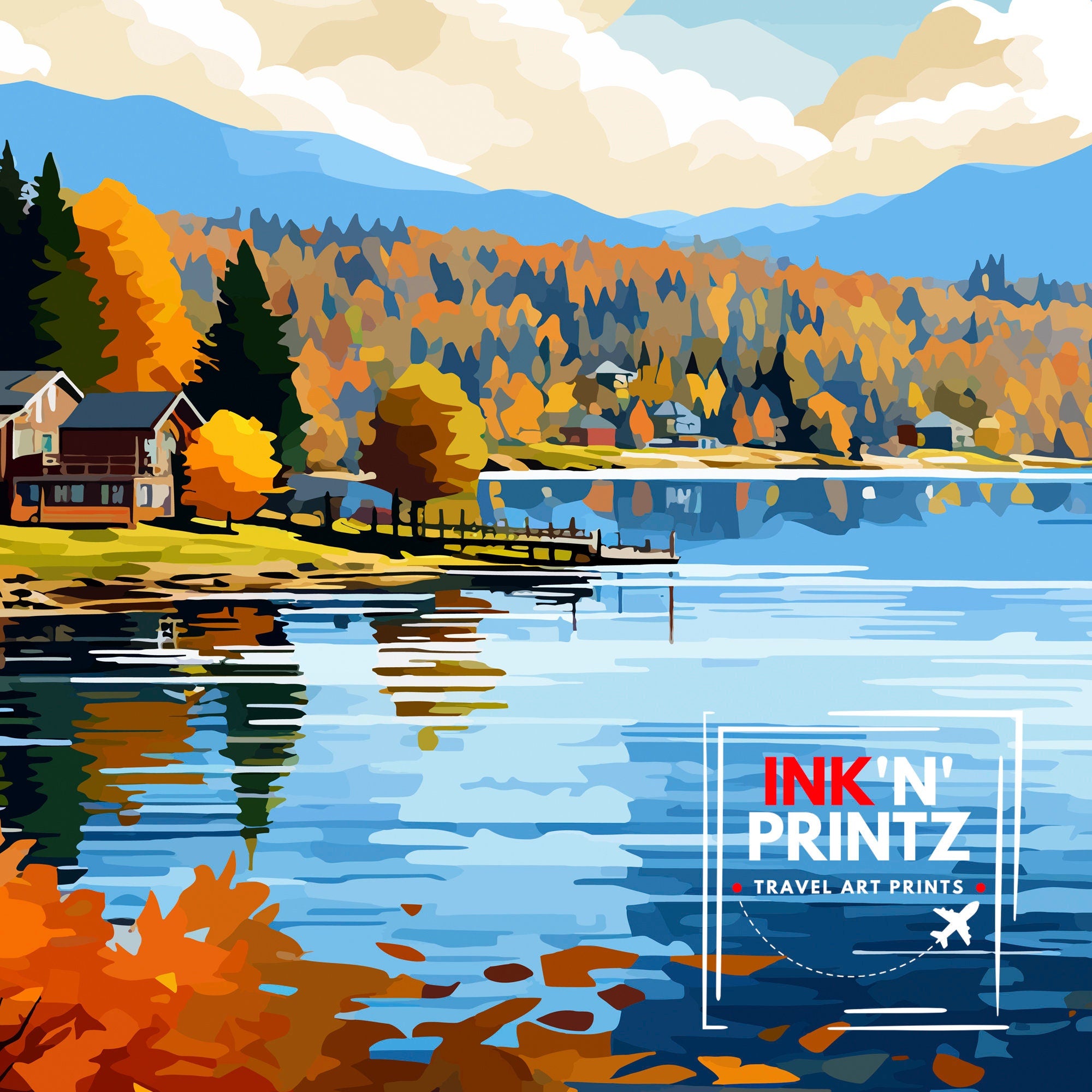 Lake George New York State Travel Print| Lake George Wall Decor Lake George Poster Upstate New York Travel Prints Lake George Art Print Lake