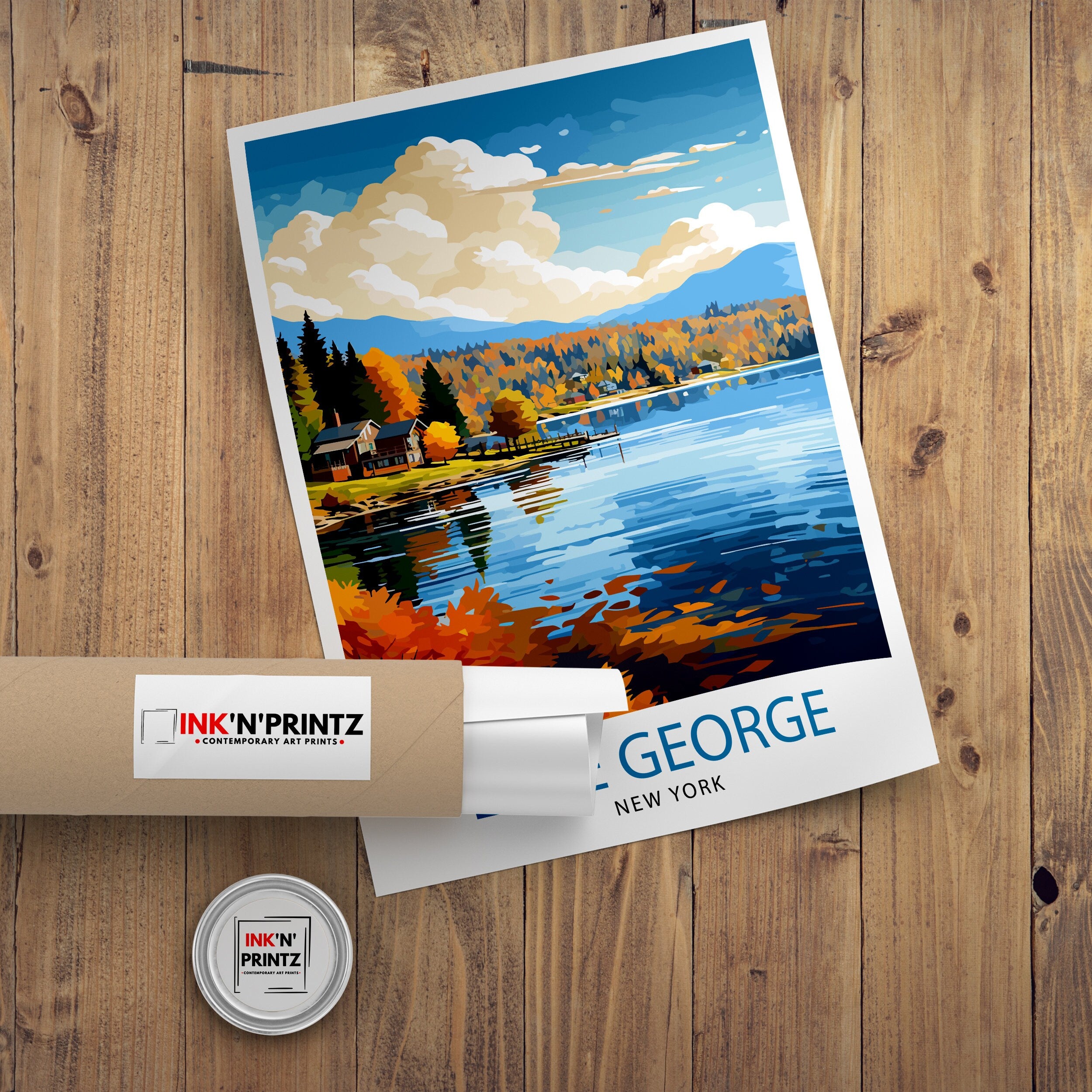 Lake George New York State Travel Print| Lake George Wall Decor Lake George Poster Upstate New York Travel Prints Lake George Art Print Lake