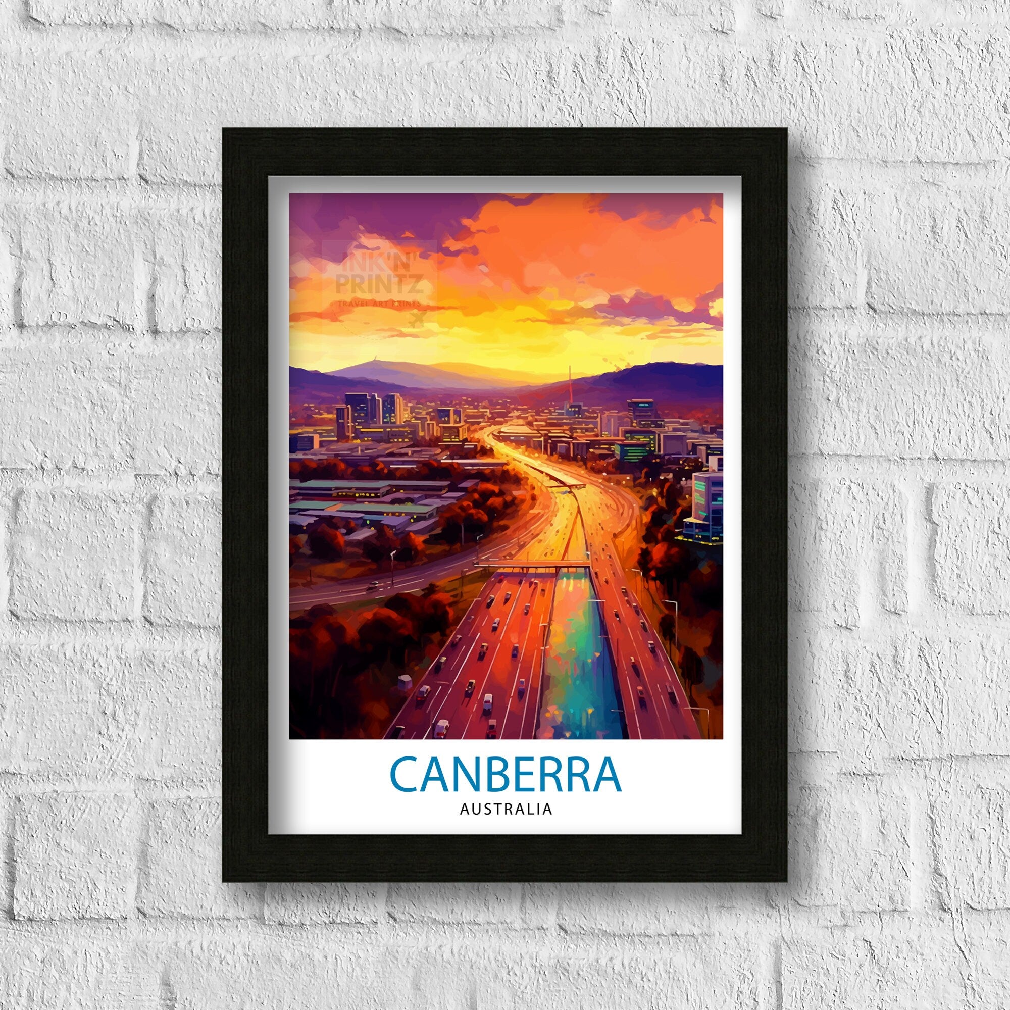 Canberra Australia Travel Print Canberra Wall Decor Australian Capital City Poster Canberra Travel Prints Cityscape Art Print Canberra