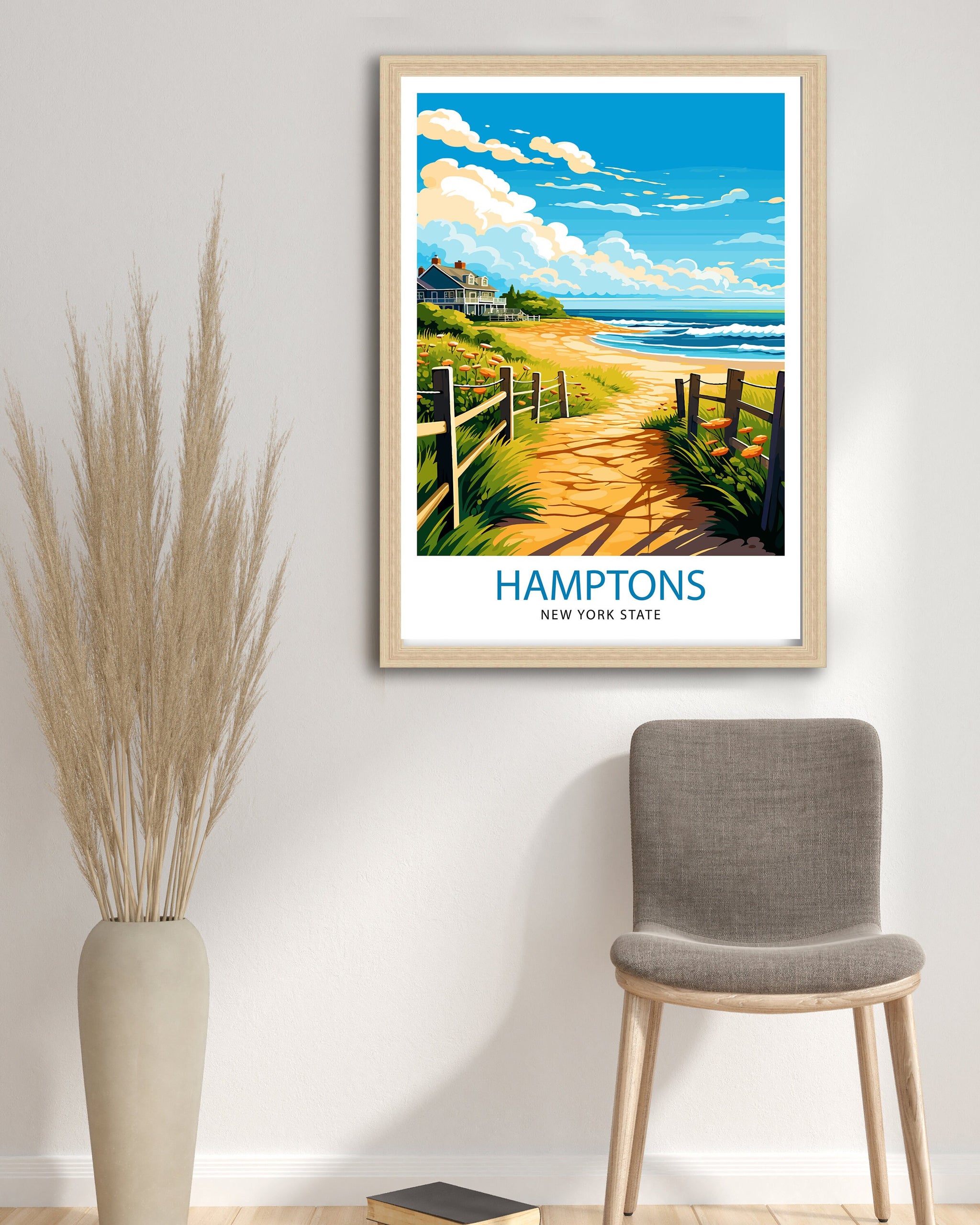 Hamptons New York State Travel Print| Hamptons Wall Decor Hamptons Poster New York State Travel Prints Hamptons Art Print Hamptons