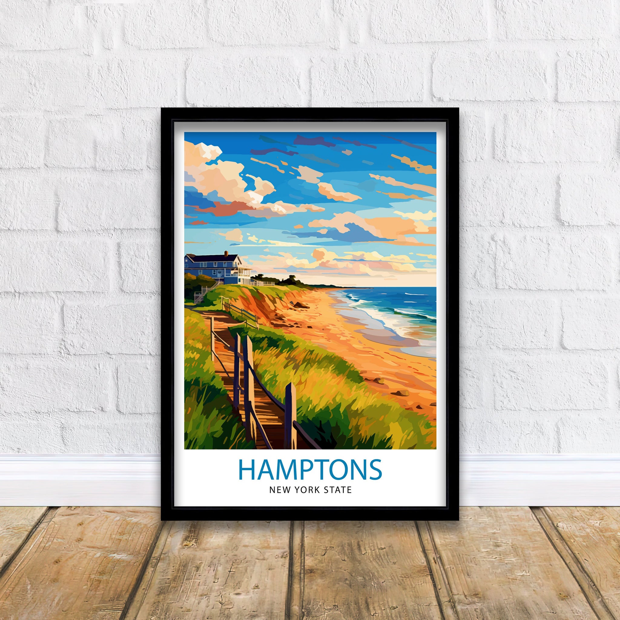 Hamptons New York State Travel Print| Hamptons Wall Decor Hamptons Poster New York State Travel Prints Hamptons Art Print Hamptons