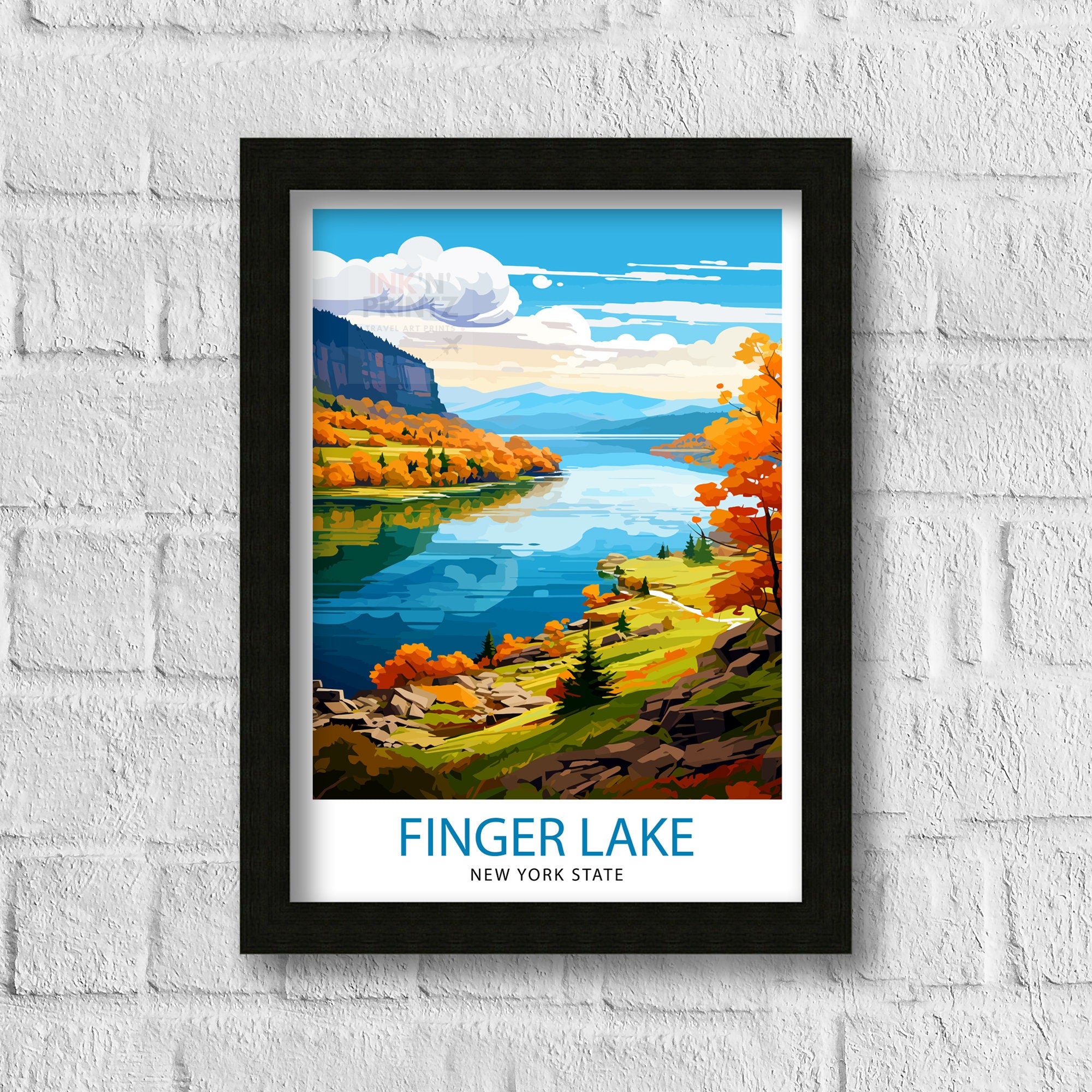 Finger Lakes New York State Travel Print| Finger Lakes Wall Decor Finger Lakes Poster New York State Travel Prints Finger Lakes Art Print