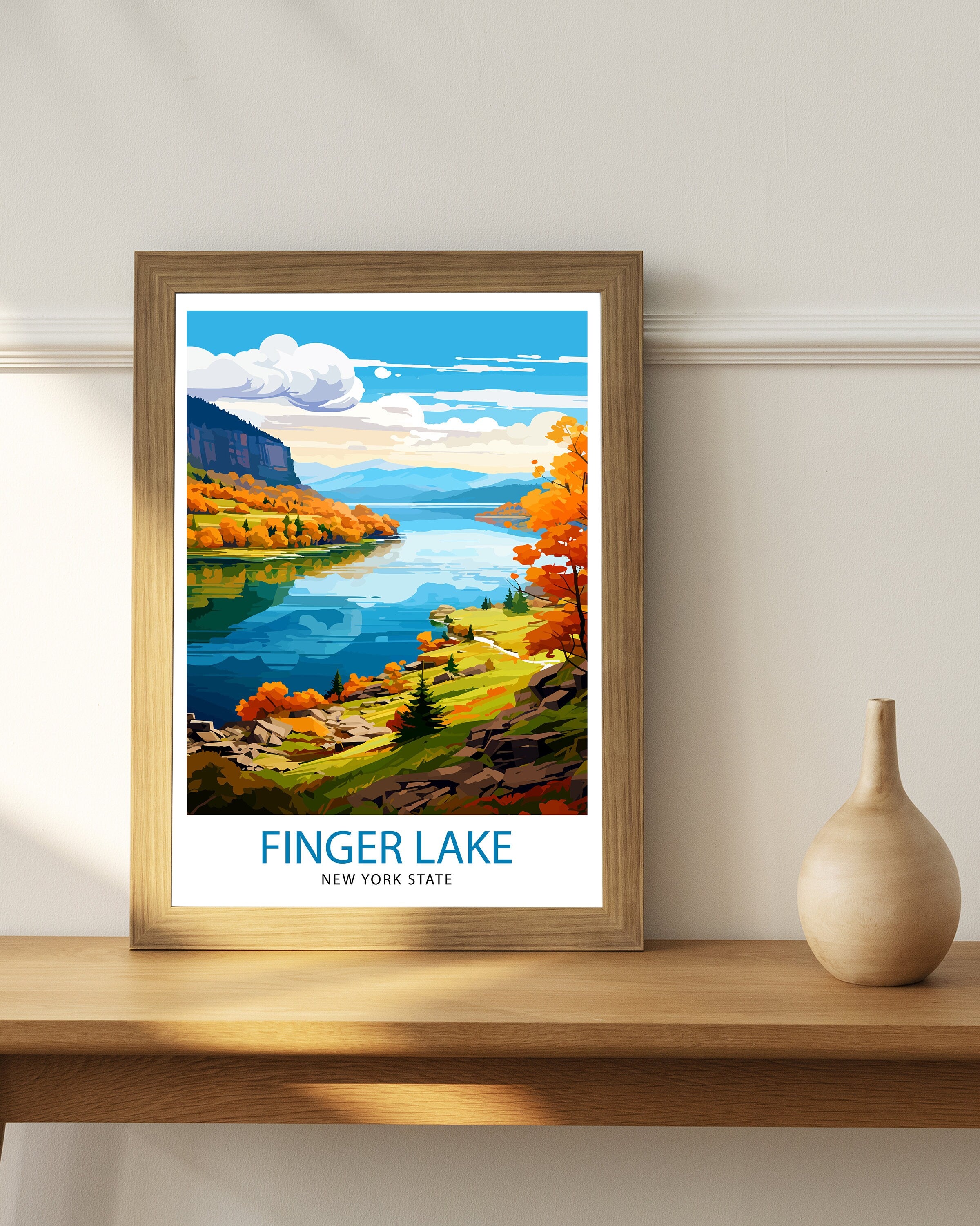 Finger Lakes New York State Travel Print| Finger Lakes Wall Decor Finger Lakes Poster New York State Travel Prints Finger Lakes Art Print
