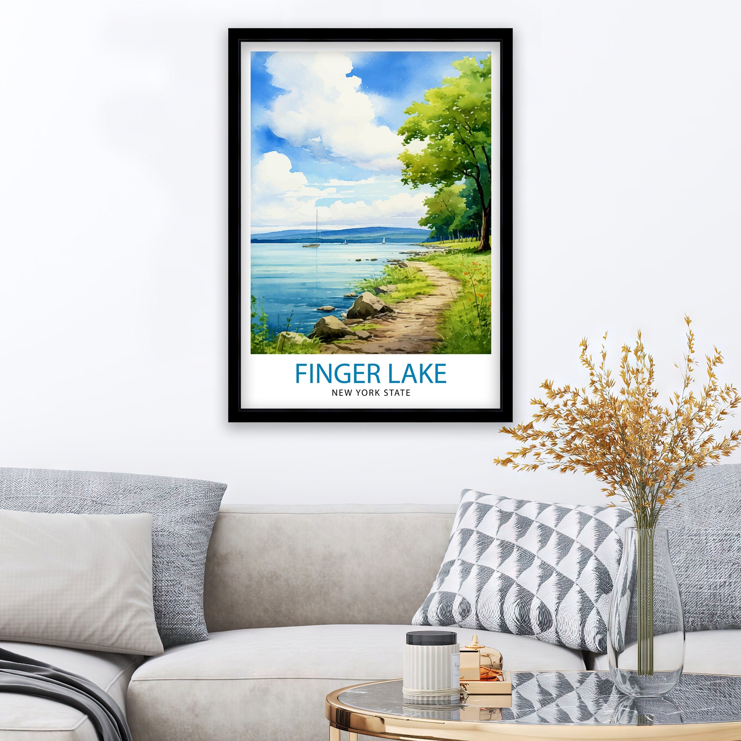 Finger Lakes New York State Travel Print| Finger Lakes Wall Decor Finger Lakes Poster New York State Travel Prints Finger Lakes Art Print