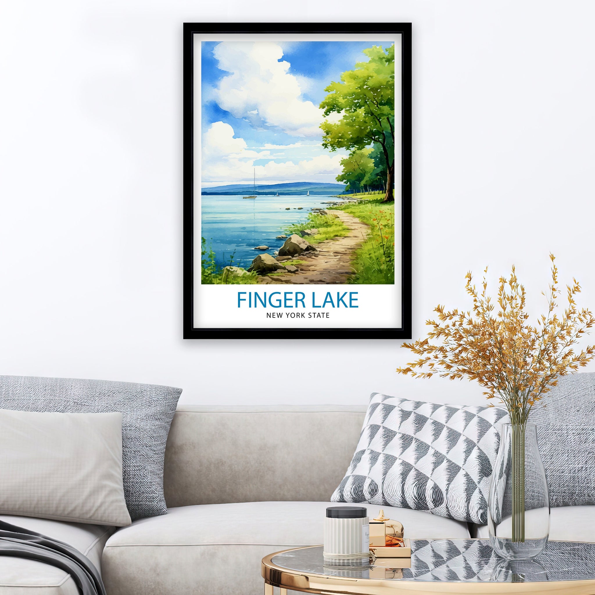 Finger Lakes New York State Travel Print| Finger Lakes Wall Decor Finger Lakes Poster New York State Travel Prints Finger Lakes Art Print