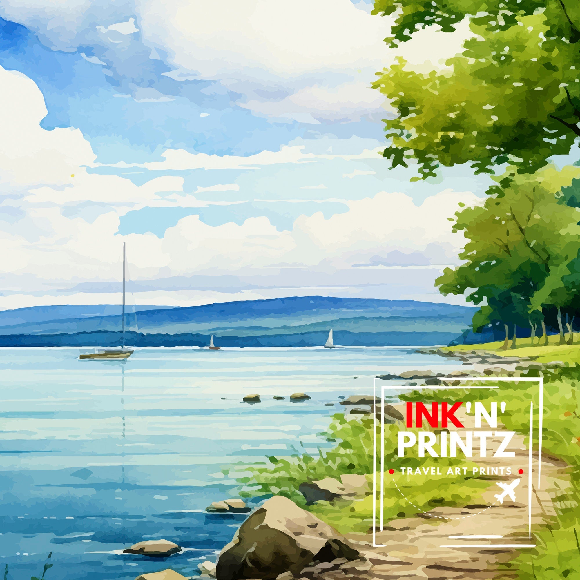 Finger Lakes New York State Travel Print| Finger Lakes Wall Decor Finger Lakes Poster New York State Travel Prints Finger Lakes Art Print