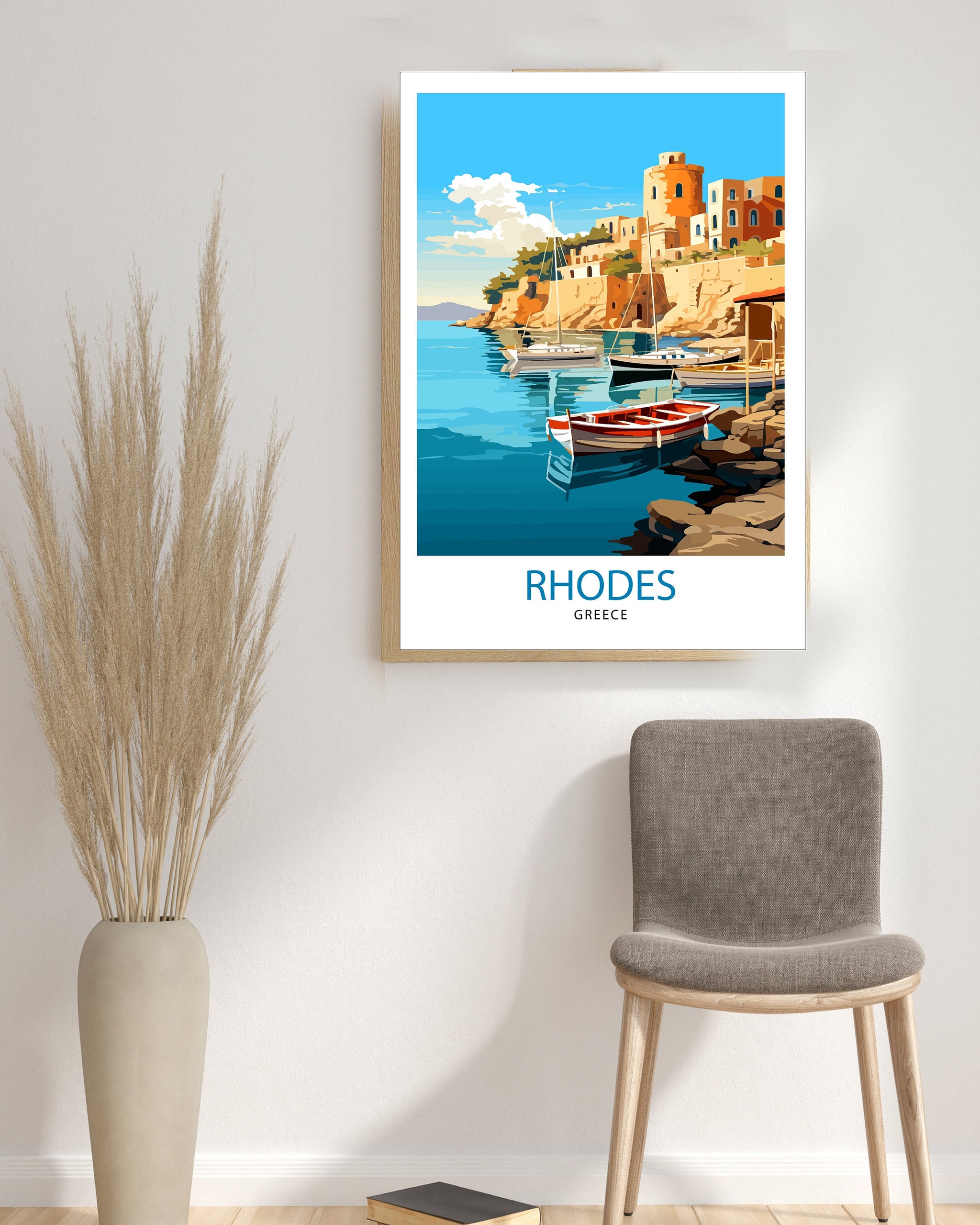 Rhodes Greece Travel Print Rhodes Wall Decor Greek Island Poster Rhodes Travel Prints Rhodes Island Art Print Rhodes Illustration Greece