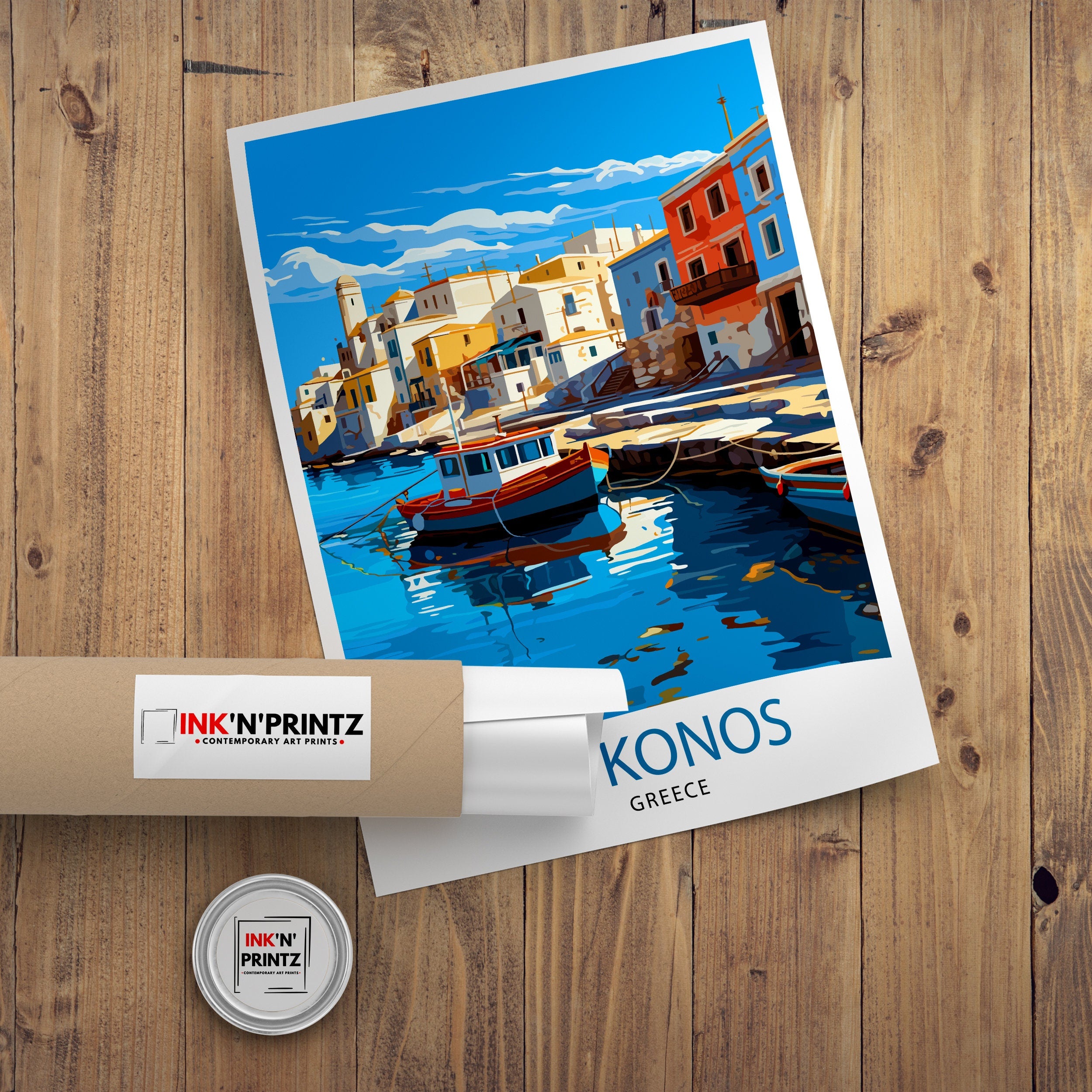 Mykonos Greece Travel Print Mykonos Wall Decor Greek Island Poster Mykonos Travel Prints Mykonos Art Print Mykonos Illustration Greece