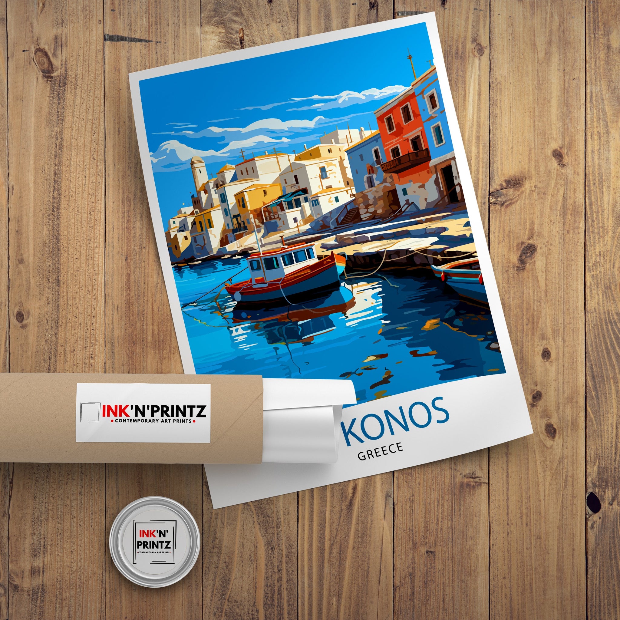Mykonos Greece Travel Print Mykonos Wall Decor Greek Island Poster Mykonos Travel Prints Mykonos Art Print Mykonos Illustration Greece