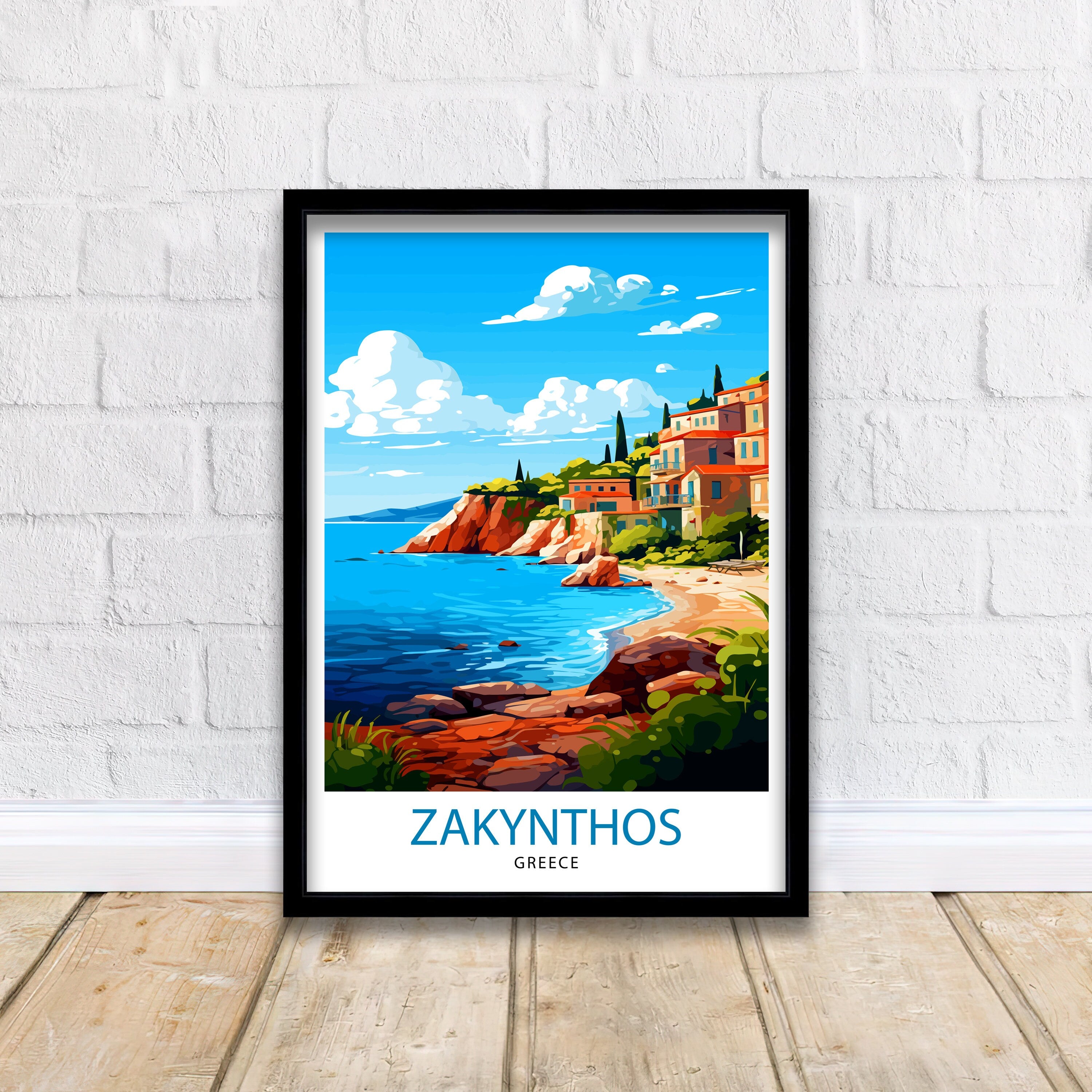 Zakynthos Greece Travel Print Zakynthos Wall Decor Greek Island Poster Zakynthos Travel Prints Zakynthos Art Print Zakynthos Illustration
