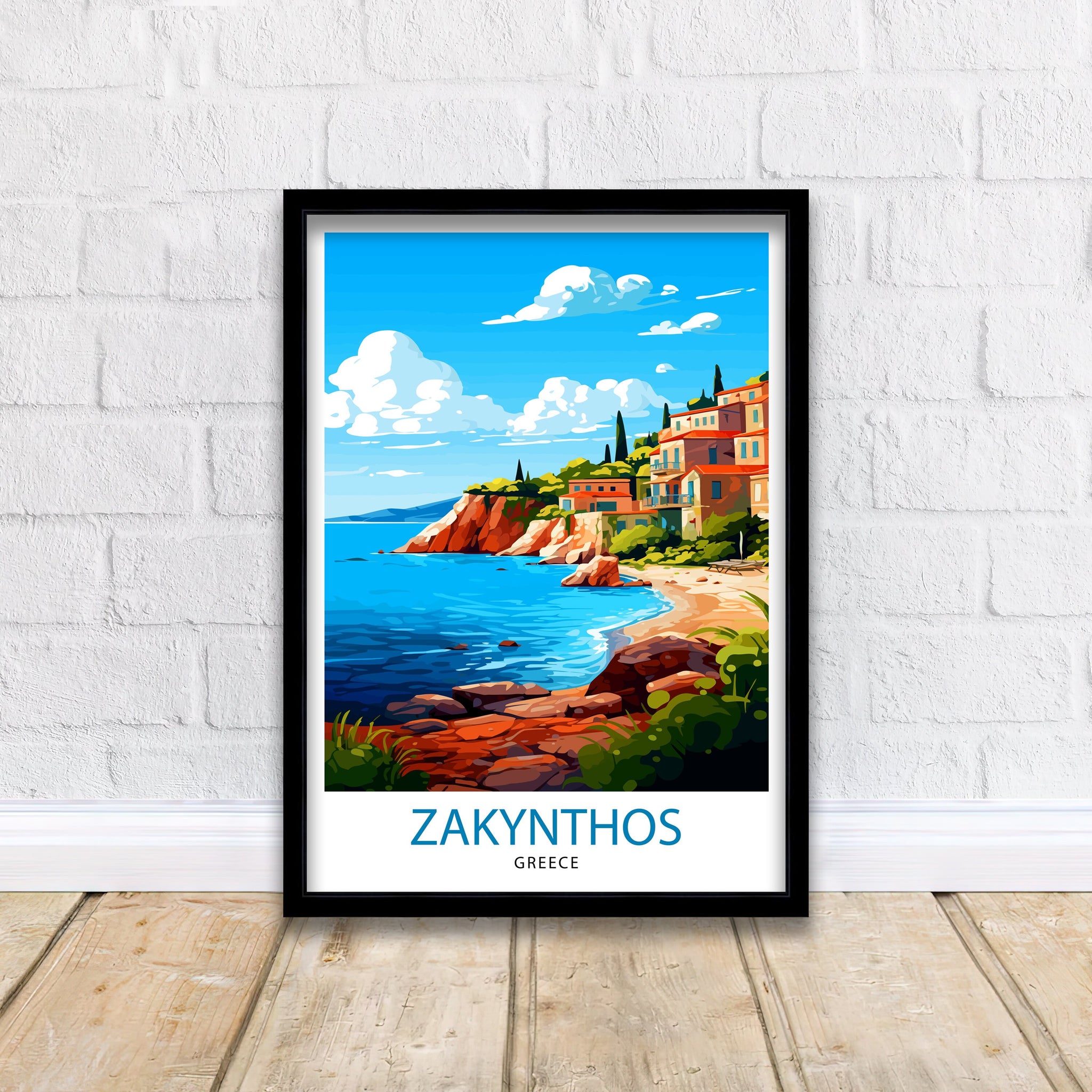 Zakynthos Greece Travel Print Zakynthos Wall Decor Greek Island Poster Zakynthos Travel Prints Zakynthos Art Print Zakynthos Illustration