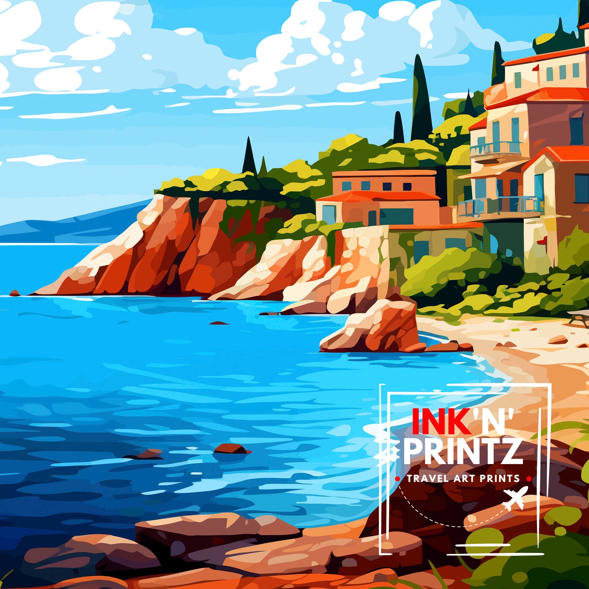 Zakynthos Greece Travel Print Zakynthos Wall Decor Greek Island Poster Zakynthos Travel Prints Zakynthos Art Print Zakynthos Illustration