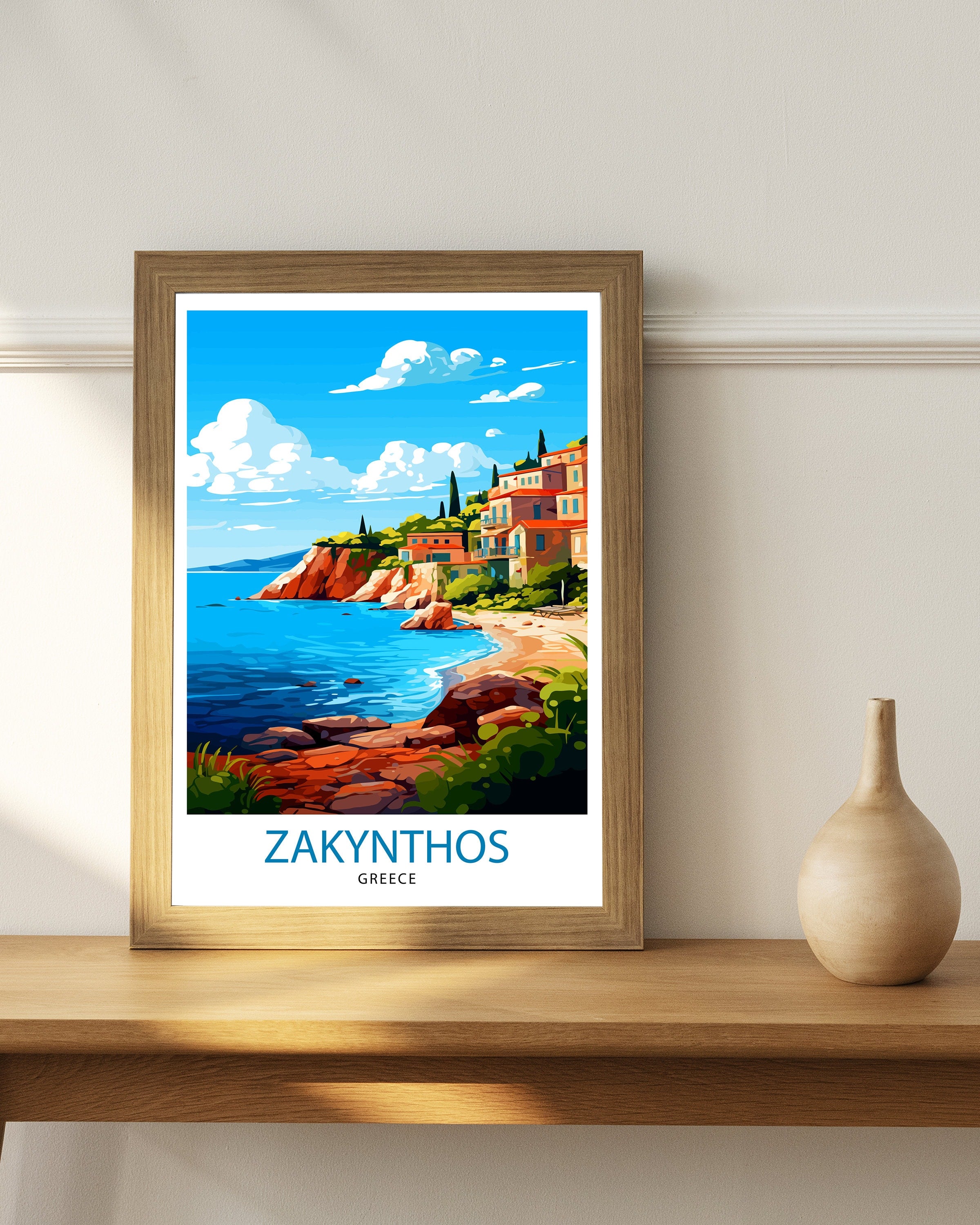 Zakynthos Greece Travel Print Zakynthos Wall Decor Greek Island Poster Zakynthos Travel Prints Zakynthos Art Print Zakynthos Illustration