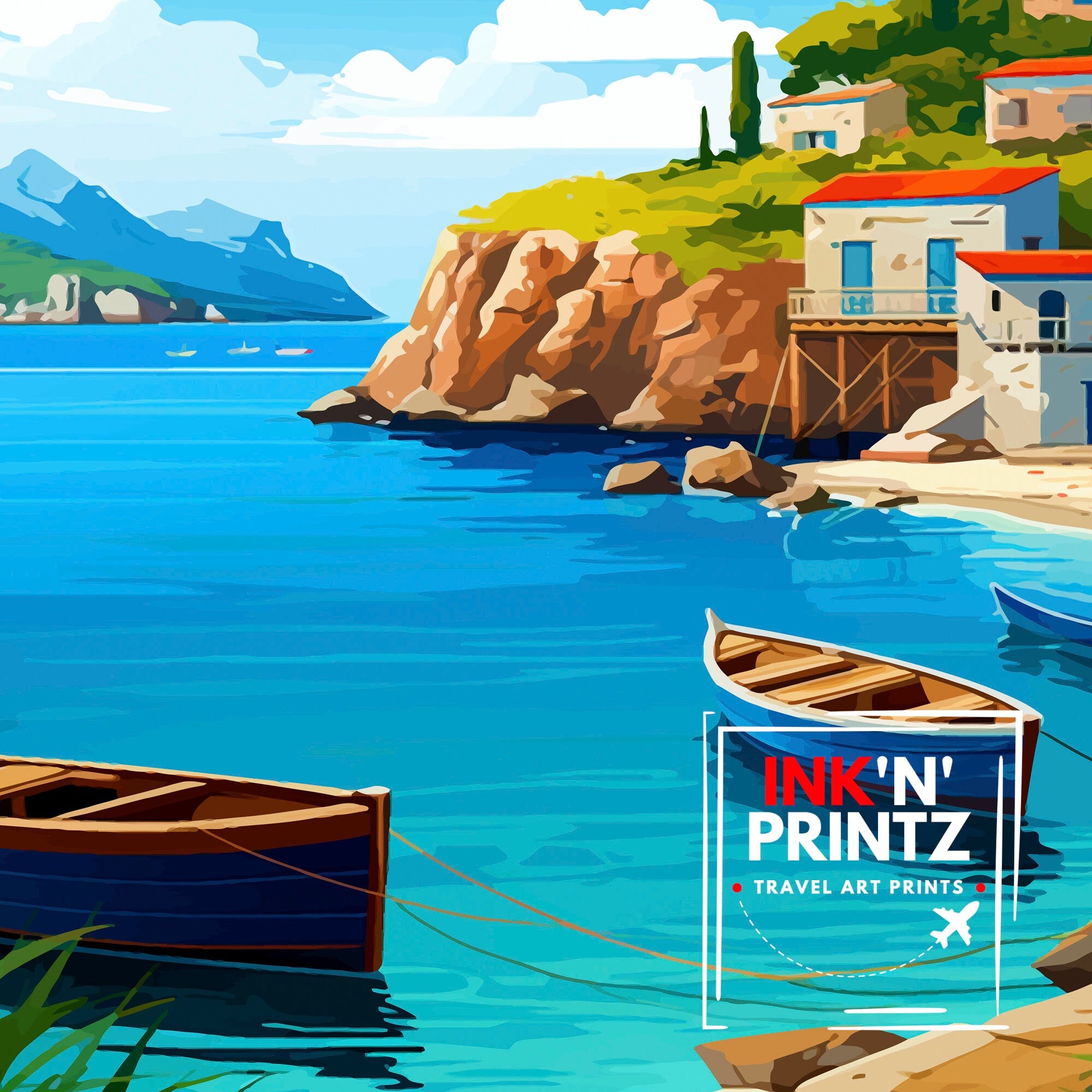 Zakynthos Greece Travel Print Zakynthos Wall Decor Greek Island Poster Zakynthos Travel Prints Zakynthos Art Print Zakynthos Illustration