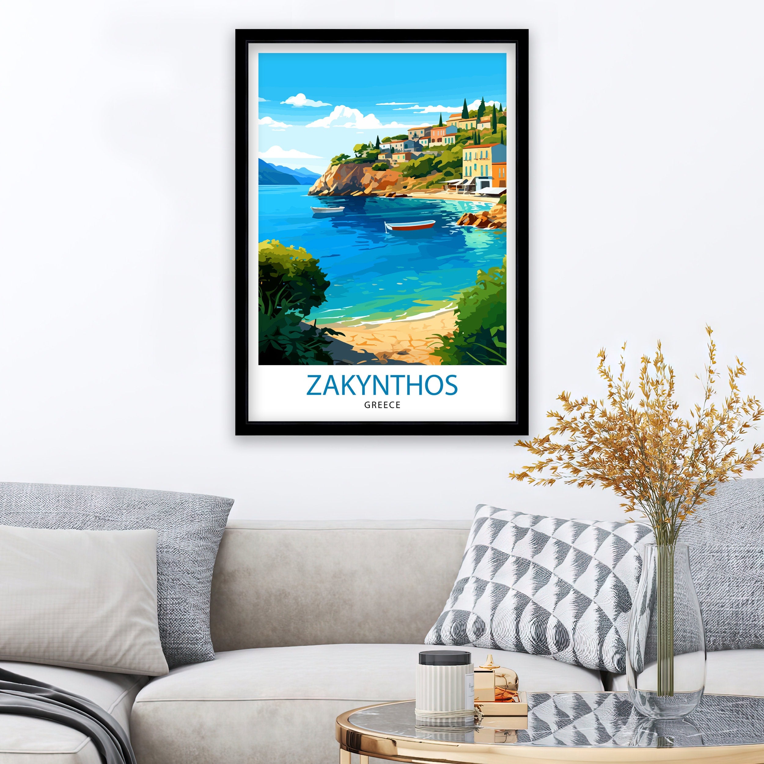 Zakynthos Greece Travel Print Zakynthos Wall Decor Greek Island Poster Zakynthos Travel Prints Zakynthos Art Print Zakynthos Illustration