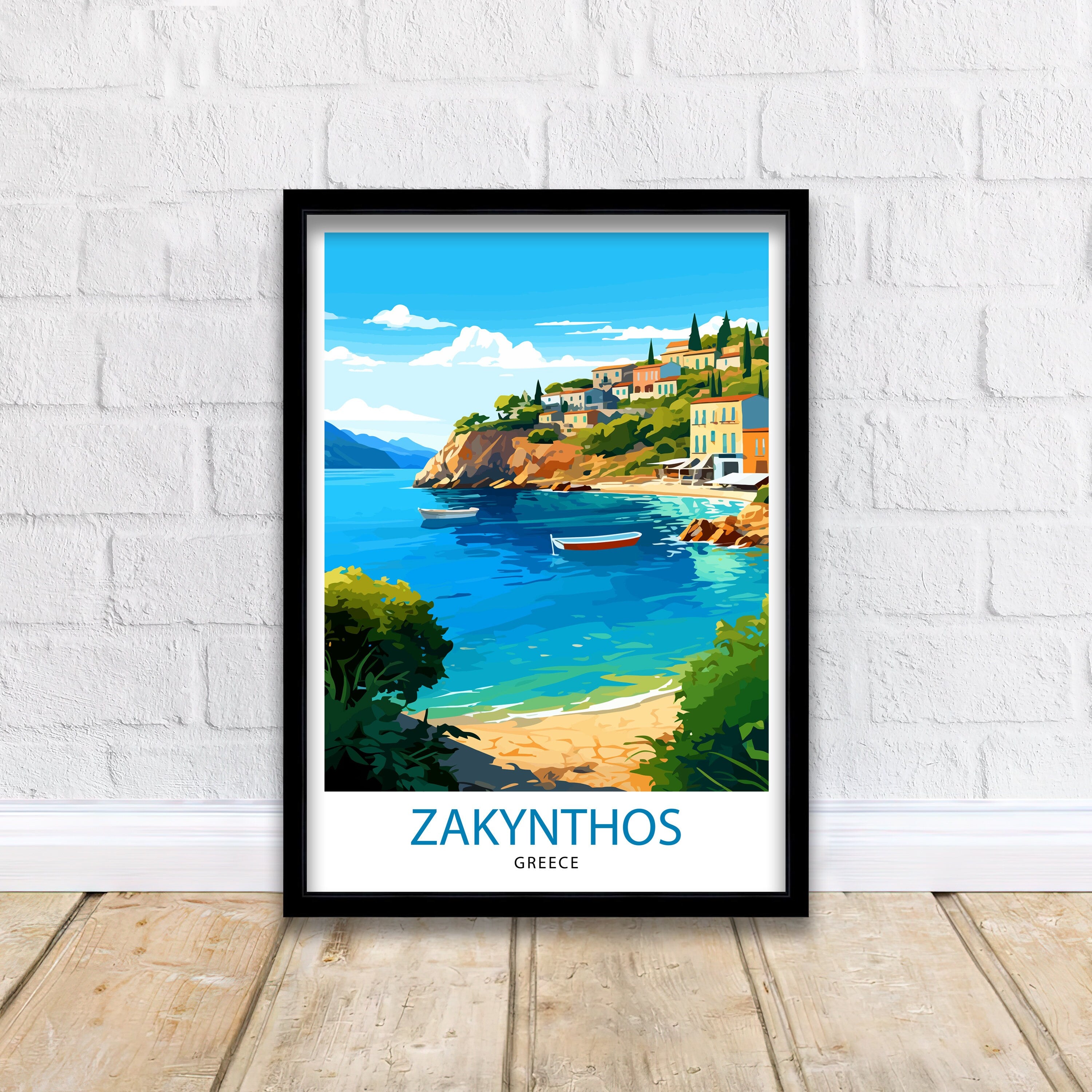 Zakynthos Greece Travel Print Zakynthos Wall Decor Greek Island Poster Zakynthos Travel Prints Zakynthos Art Print Zakynthos Illustration