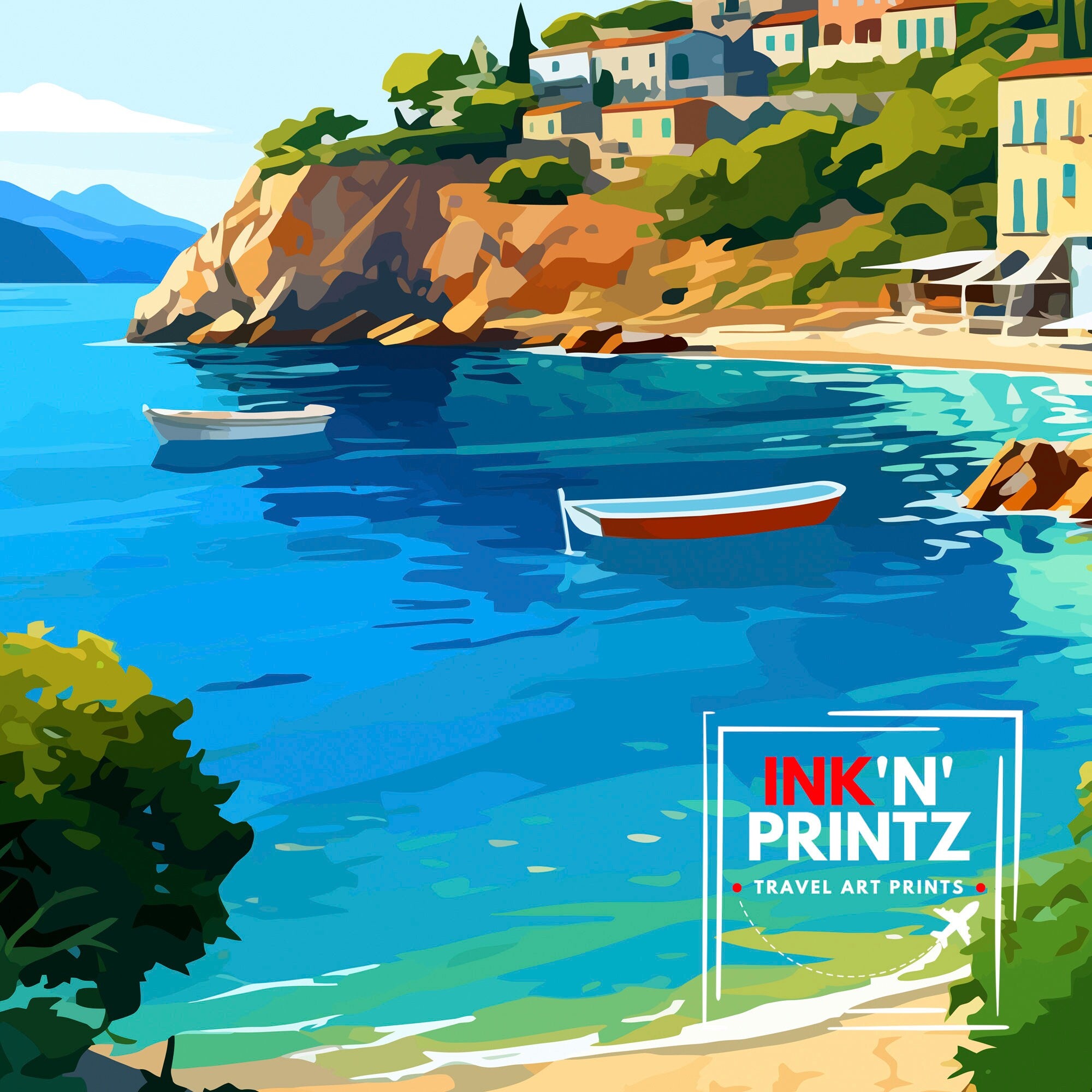 Zakynthos Greece Travel Print Zakynthos Wall Decor Greek Island Poster Zakynthos Travel Prints Zakynthos Art Print Zakynthos Illustration