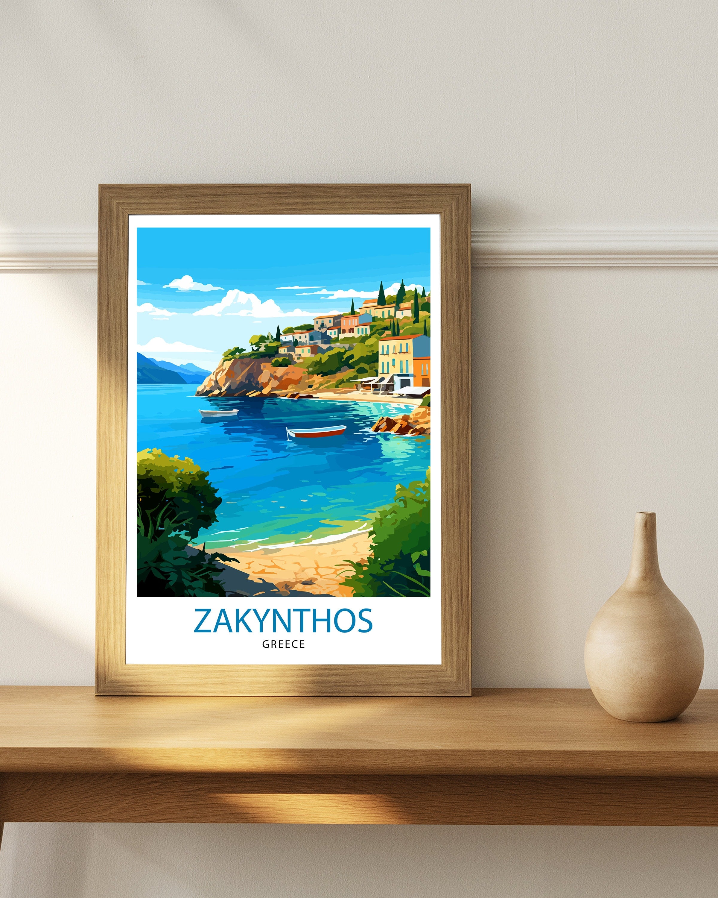 Zakynthos Greece Travel Print Zakynthos Wall Decor Greek Island Poster Zakynthos Travel Prints Zakynthos Art Print Zakynthos Illustration