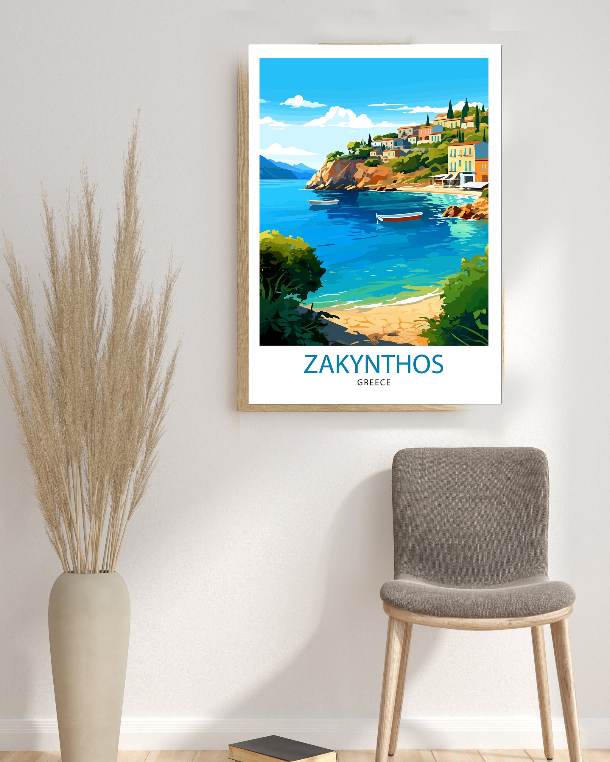 Zakynthos Greece Travel Print Zakynthos Wall Decor Greek Island Poster Zakynthos Travel Prints Zakynthos Art Print Zakynthos Illustration