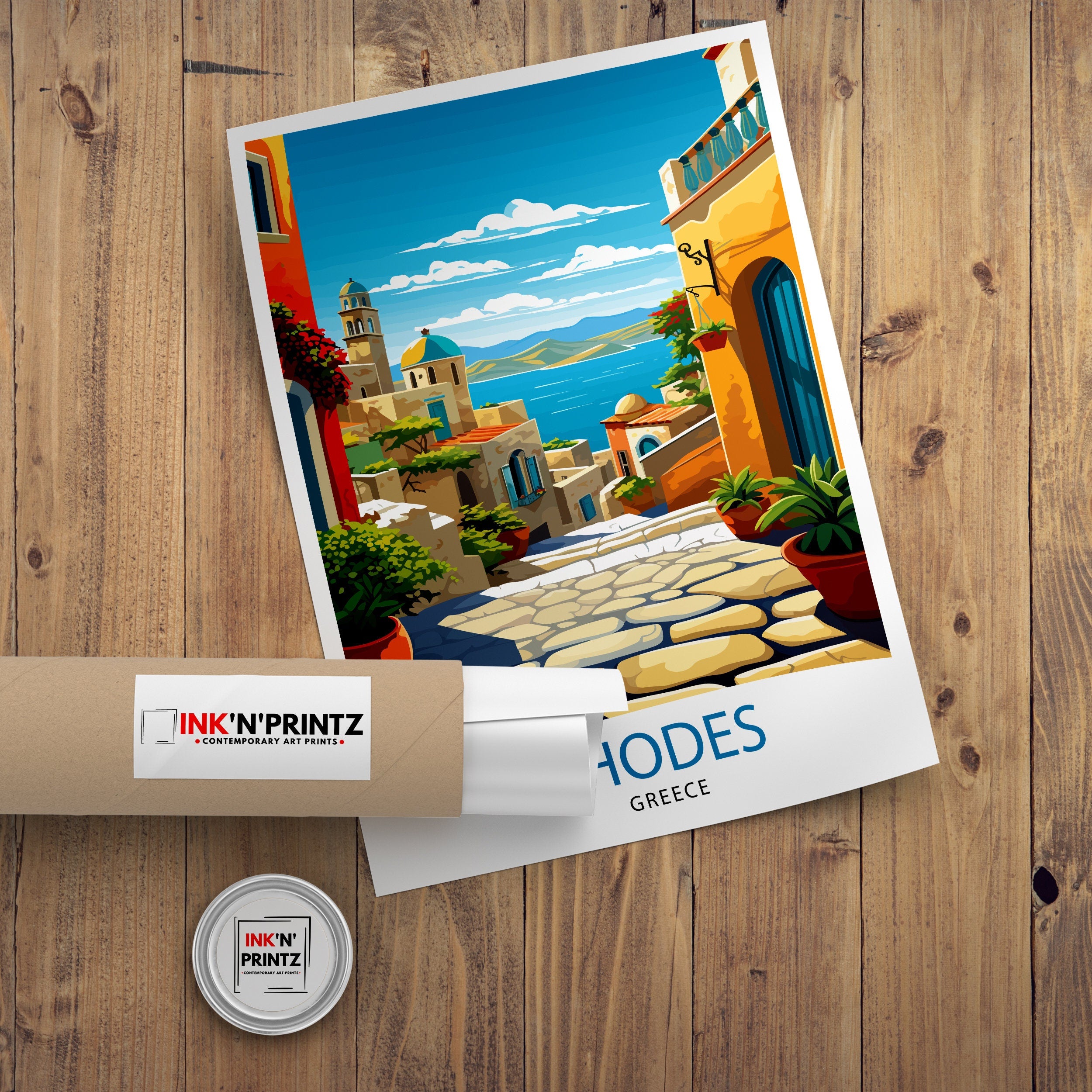 Rhodes Greece Travel Print Rhodes Wall Decor Greek Island Poster Rhodes Travel Prints Rhodes Illustration Greece Wall Art - Rhodes Island