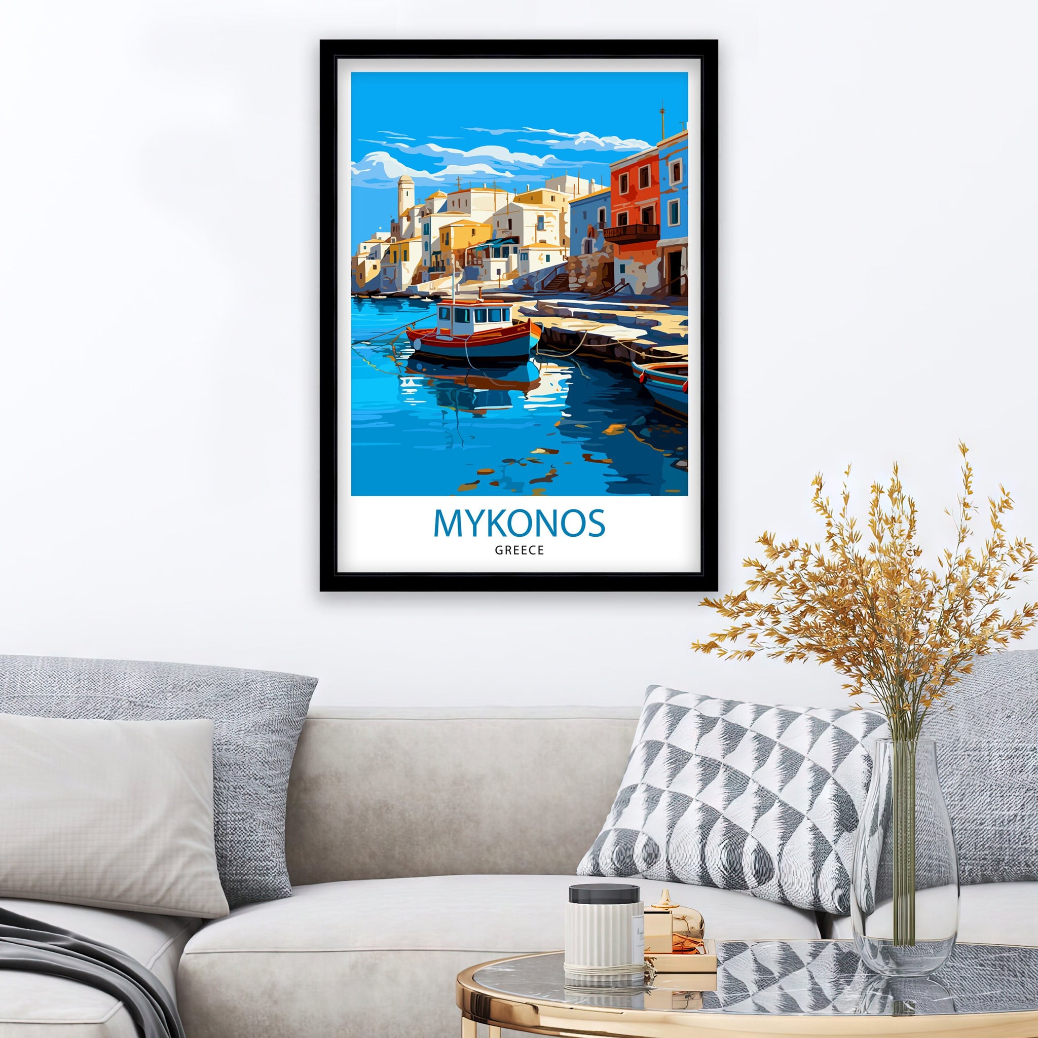 Mykonos Greece Travel Print Mykonos Wall Decor Mykonos Island Poster Greece Travel Prints Mykonos Art Print Mykonos Illustration