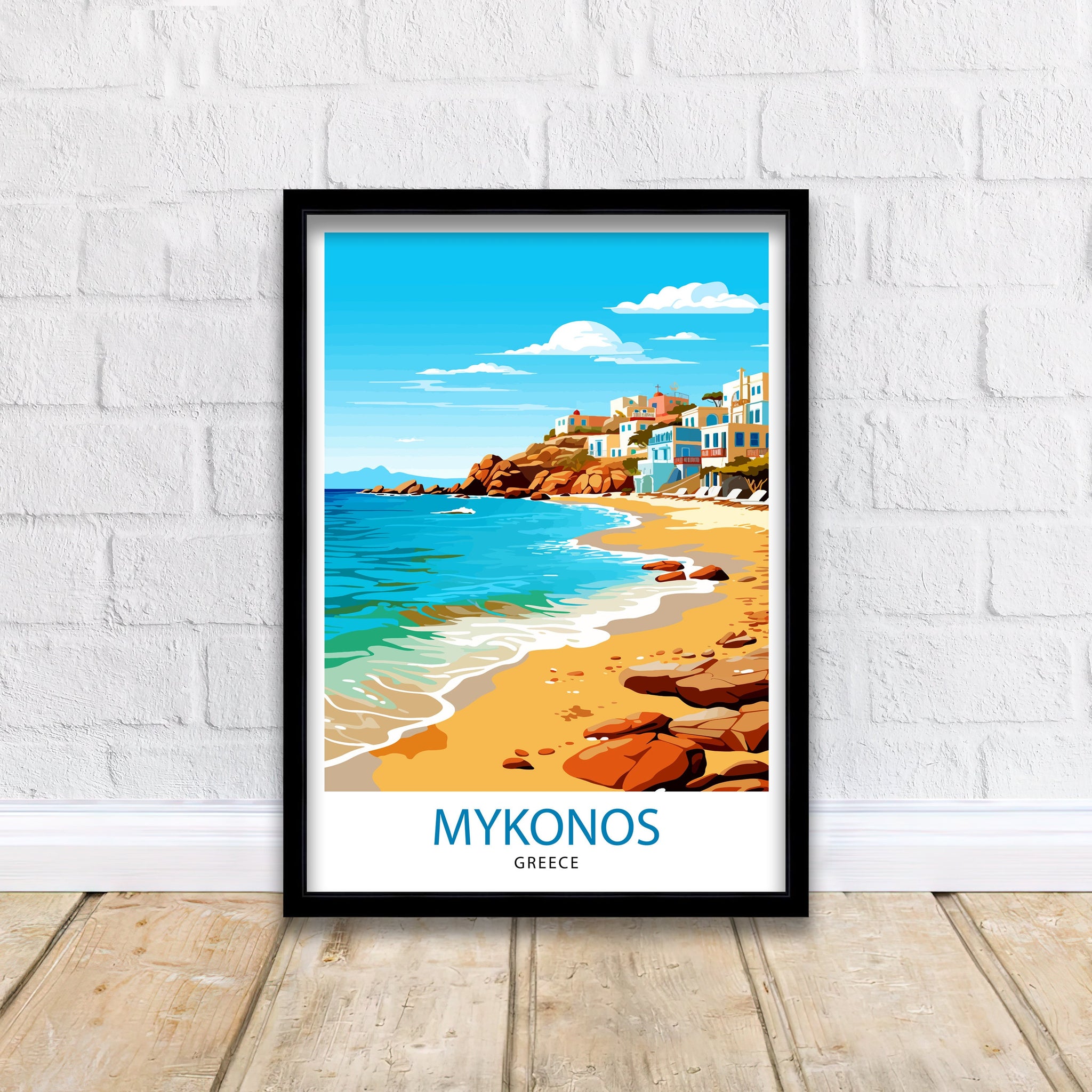 Mykonos Greece Travel Print Mykonos Wall Decor Mykonos Island Poster Greece Travel Prints Mykonos Art Print Mykonos Illustration