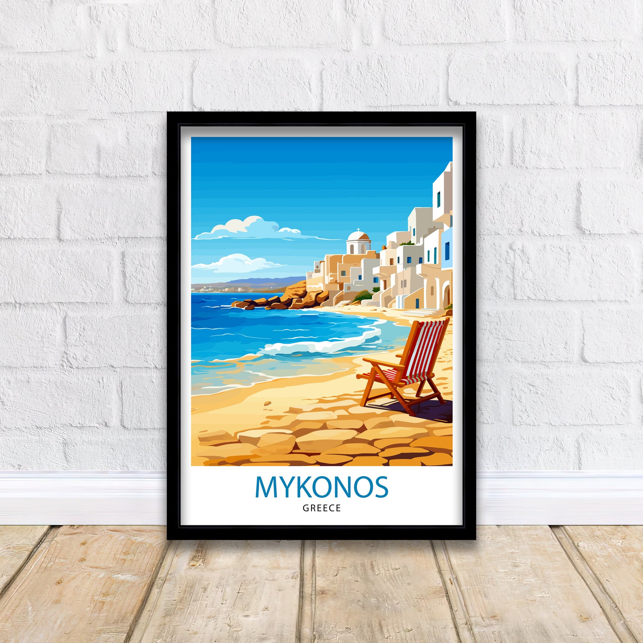 Mykonos Greece Travel Print Mykonos Wall Decor Mykonos Island Poster Greece Travel Prints Mykonos Art Print Mykonos Illustration