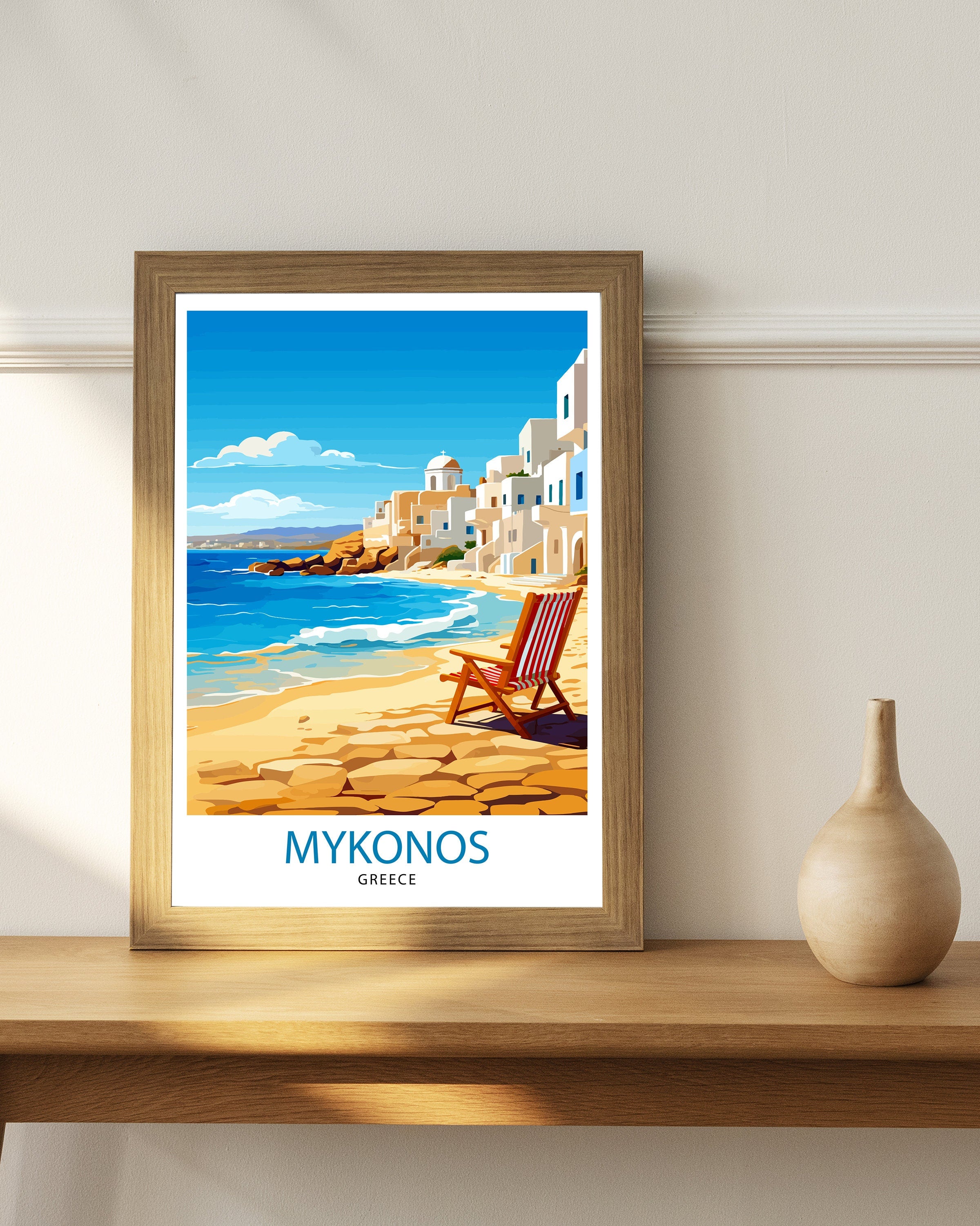 Mykonos Greece Travel Print Mykonos Wall Decor Mykonos Island Poster Greece Travel Prints Mykonos Art Print Mykonos Illustration
