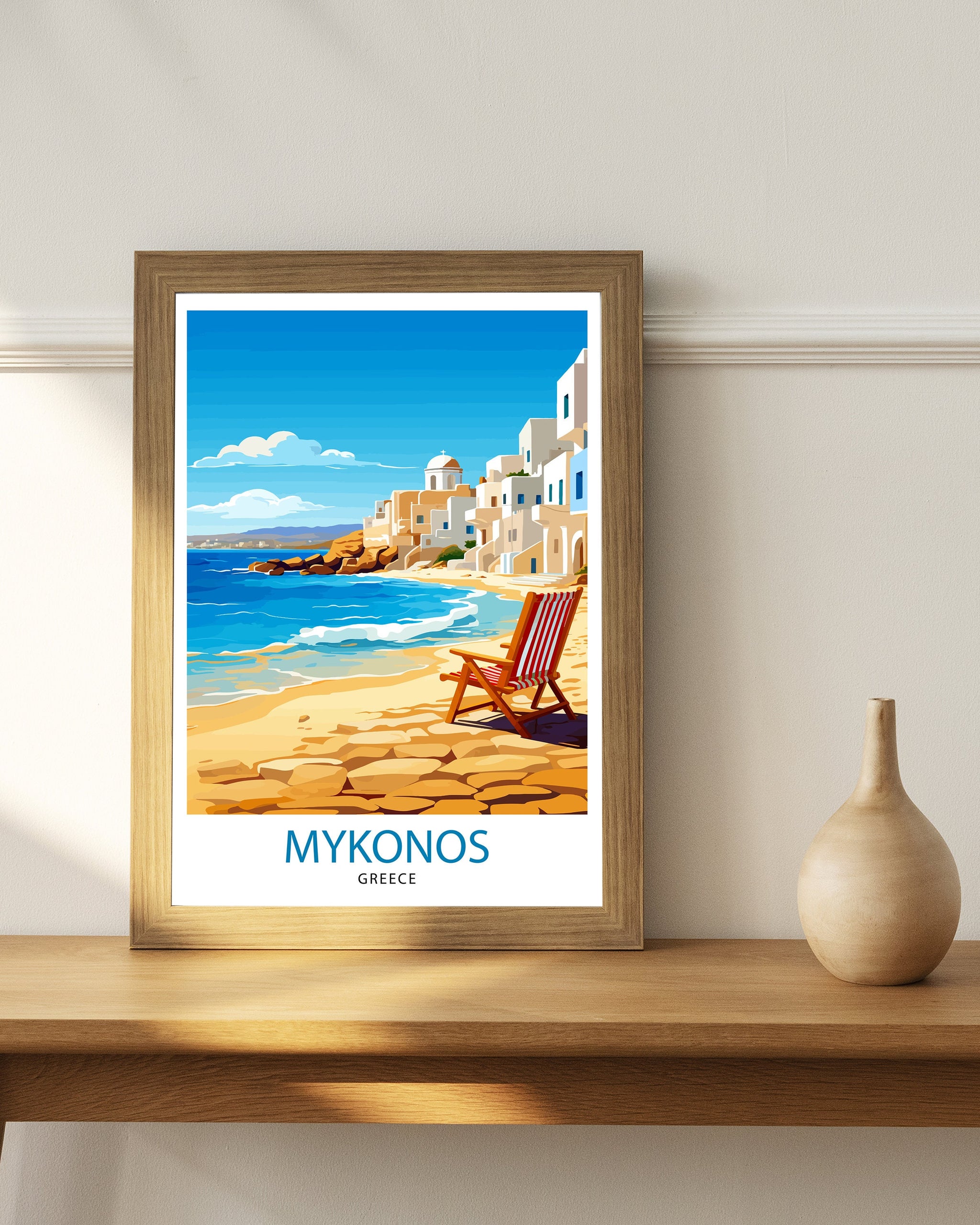 Mykonos Greece Travel Print Mykonos Wall Decor Mykonos Island Poster Greece Travel Prints Mykonos Art Print Mykonos Illustration
