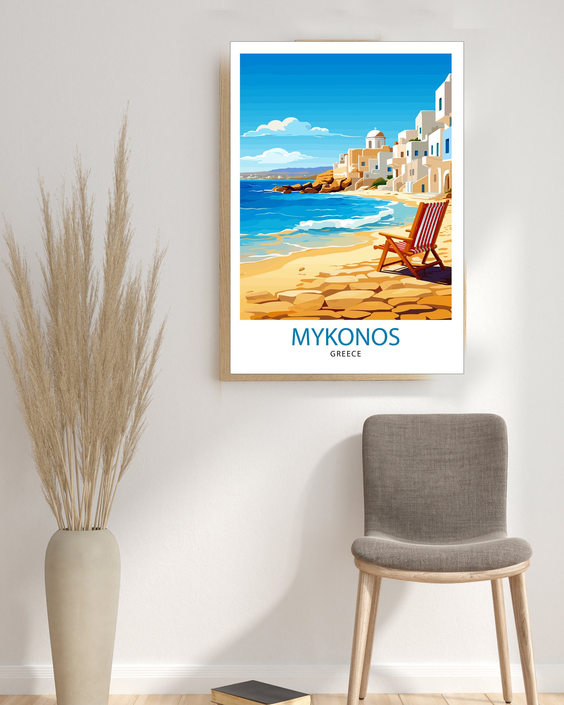 Mykonos Greece Travel Print Mykonos Wall Decor Mykonos Island Poster Greece Travel Prints Mykonos Art Print Mykonos Illustration
