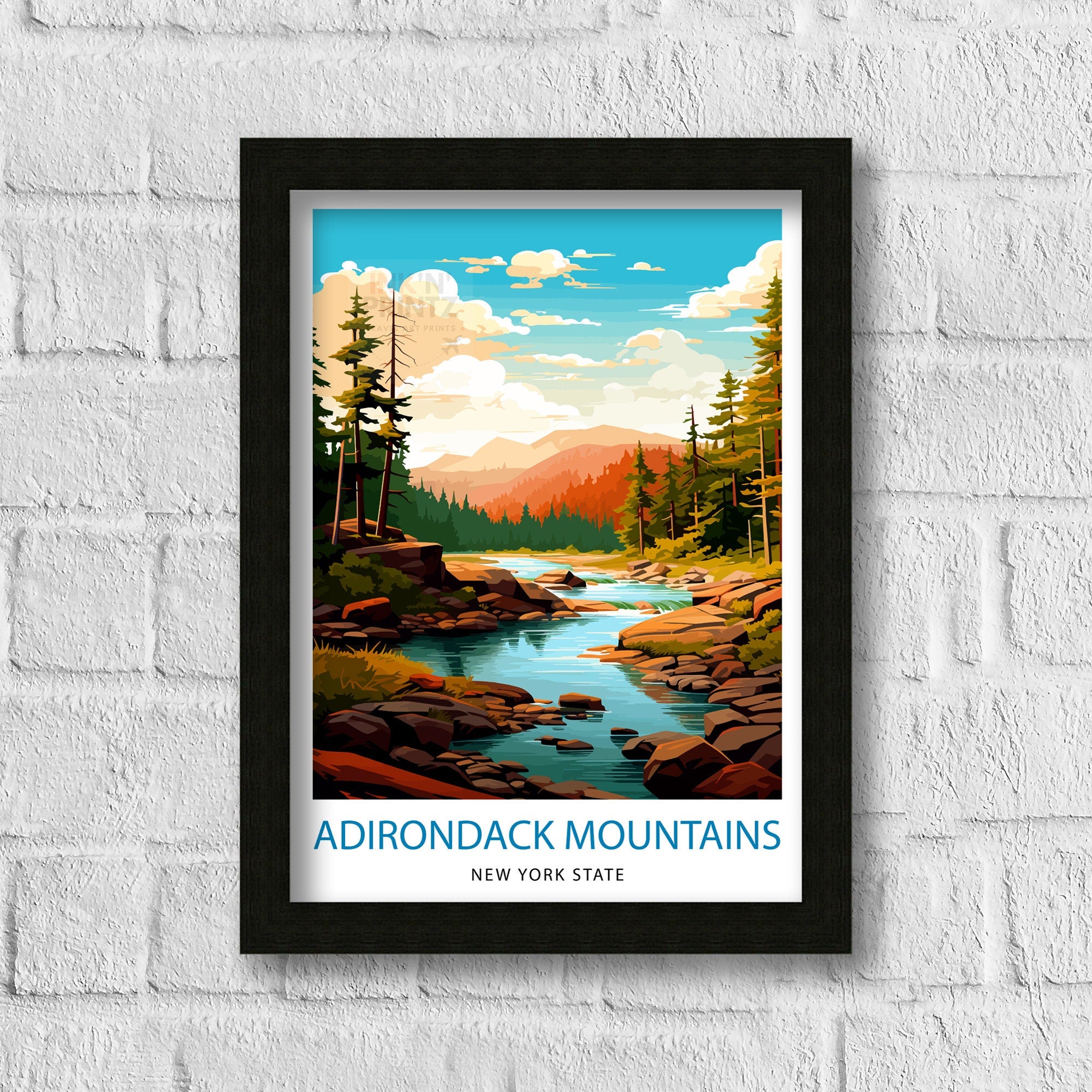 Adirondack Mountains Travel Print| Adirondack Wall Decor Adirondack Poster New York Travel Prints Adirondack Art Print Adirondack