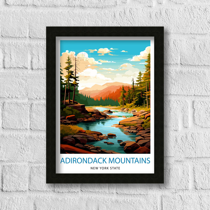 Adirondack Mountains Travel Poster Adirondack Wall Decor Adirondack Poster New York Travel Posters Adirondack Art Poster Adirondack