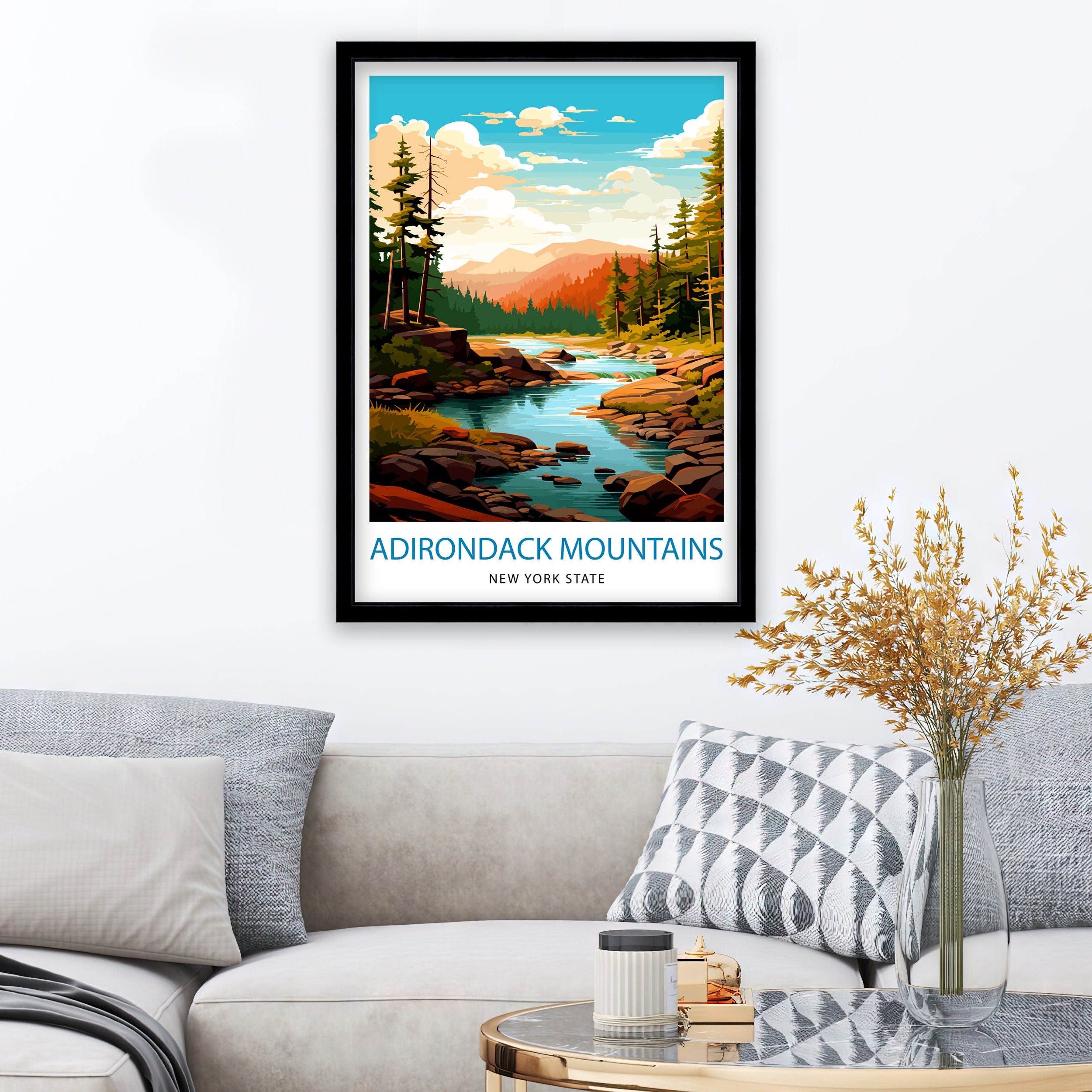 Adirondack Mountains Travel Print| Adirondack Wall Decor Adirondack Poster New York Travel Prints Adirondack Art Print Adirondack