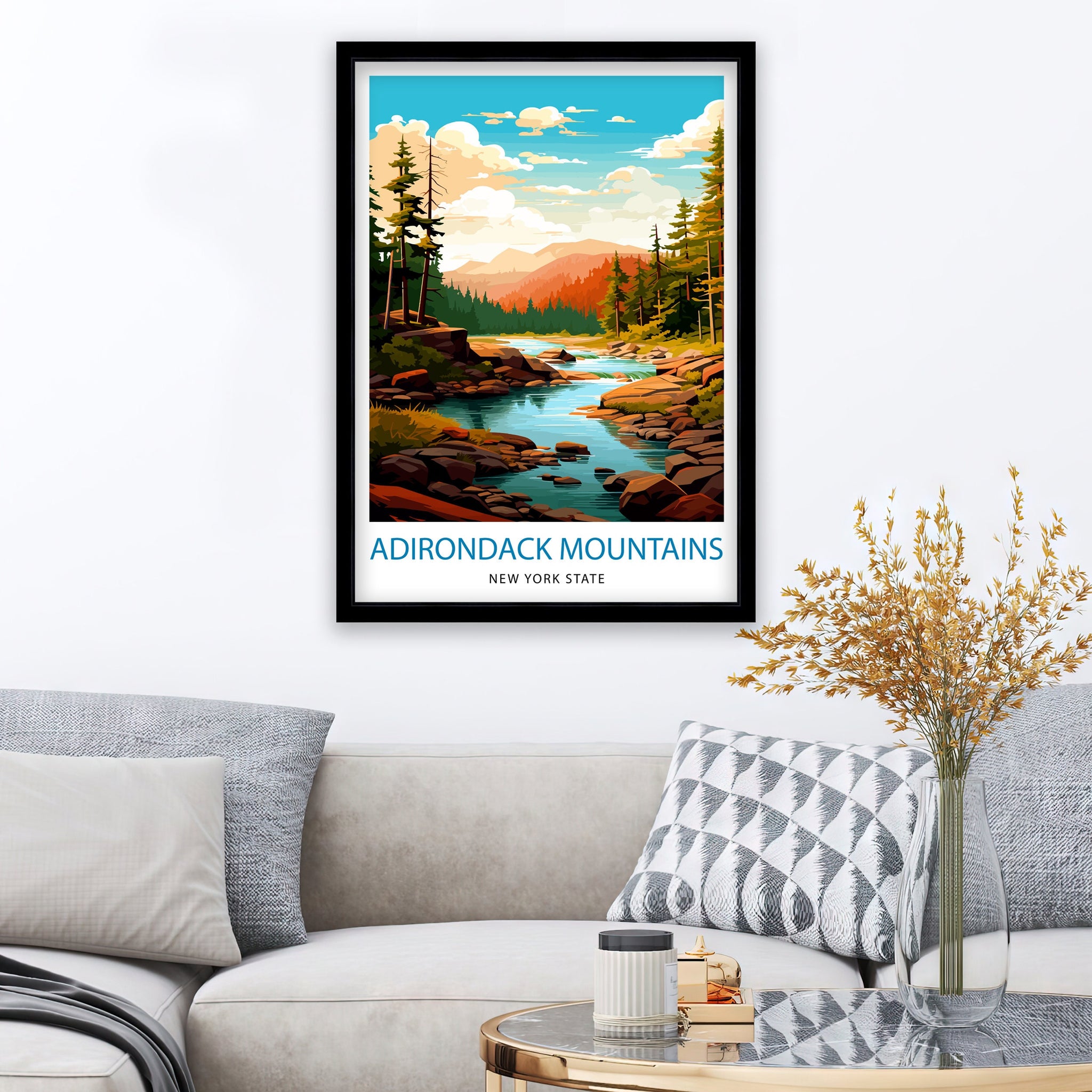 Adirondack Mountains Travel Print| Adirondack Wall Decor Adirondack Poster New York Travel Prints Adirondack Art Print Adirondack