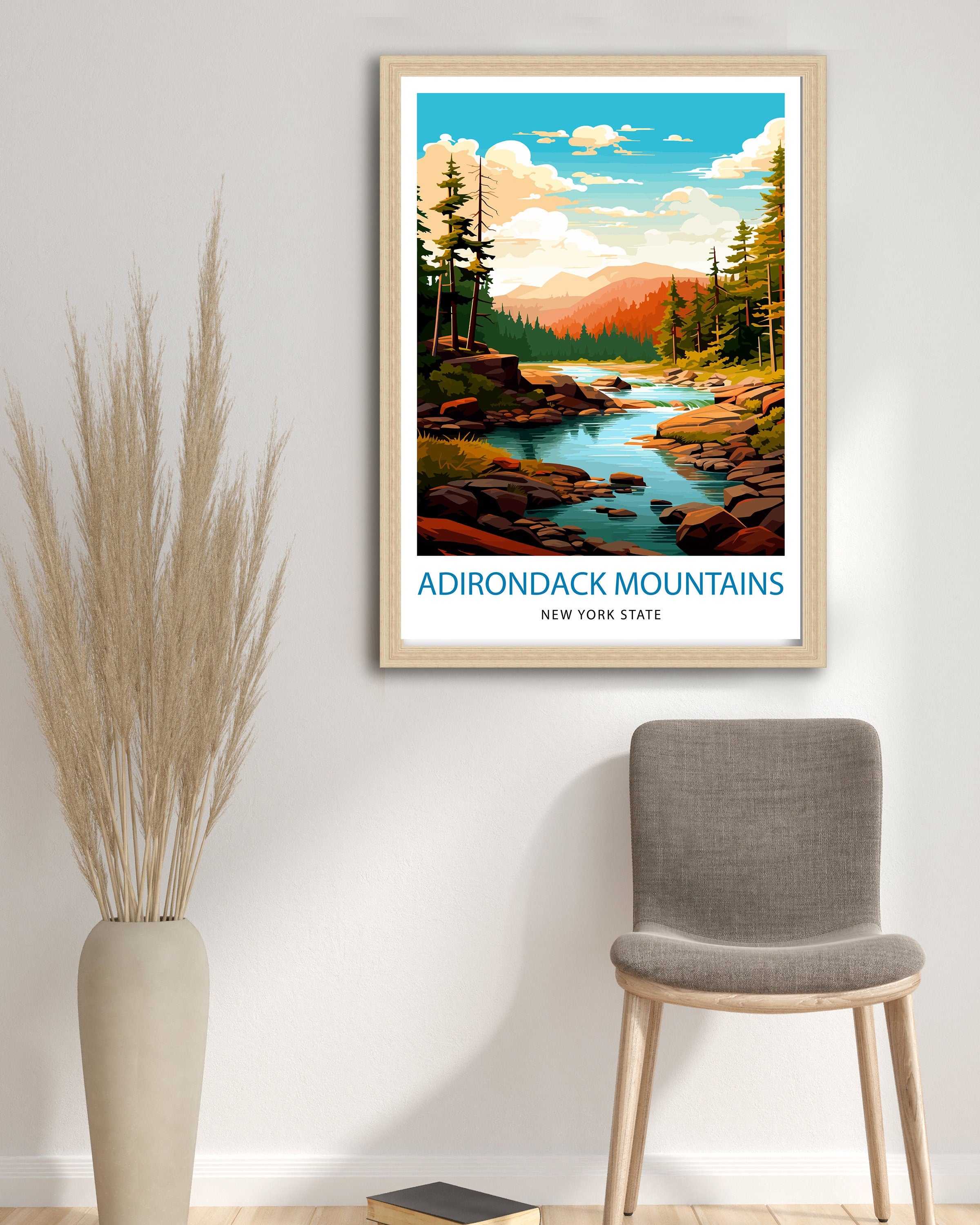 Adirondack Mountains Travel Print| Adirondack Wall Decor Adirondack Poster New York Travel Prints Adirondack Art Print Adirondack