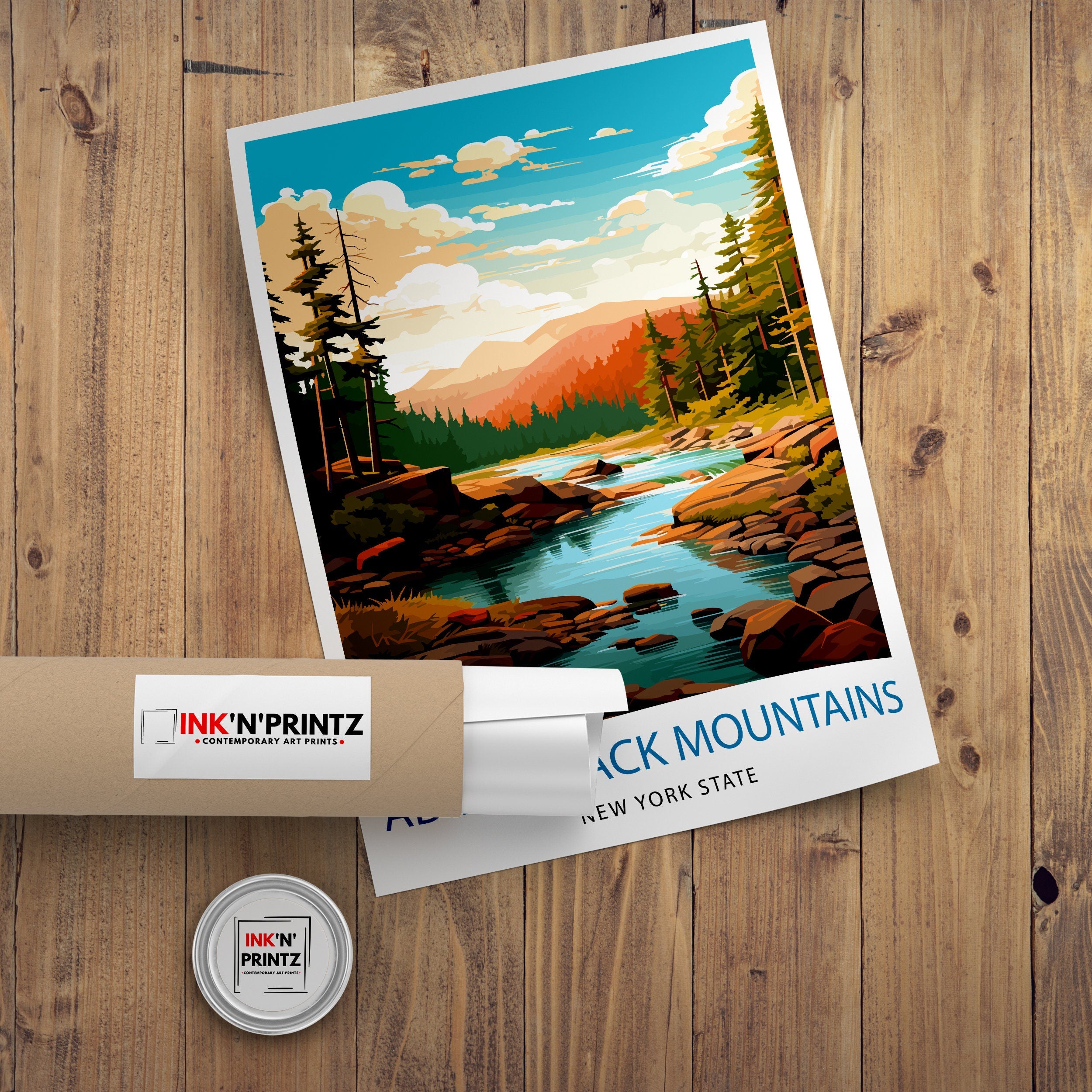 Adirondack Mountains Travel Print| Adirondack Wall Decor Adirondack Poster New York Travel Prints Adirondack Art Print Adirondack