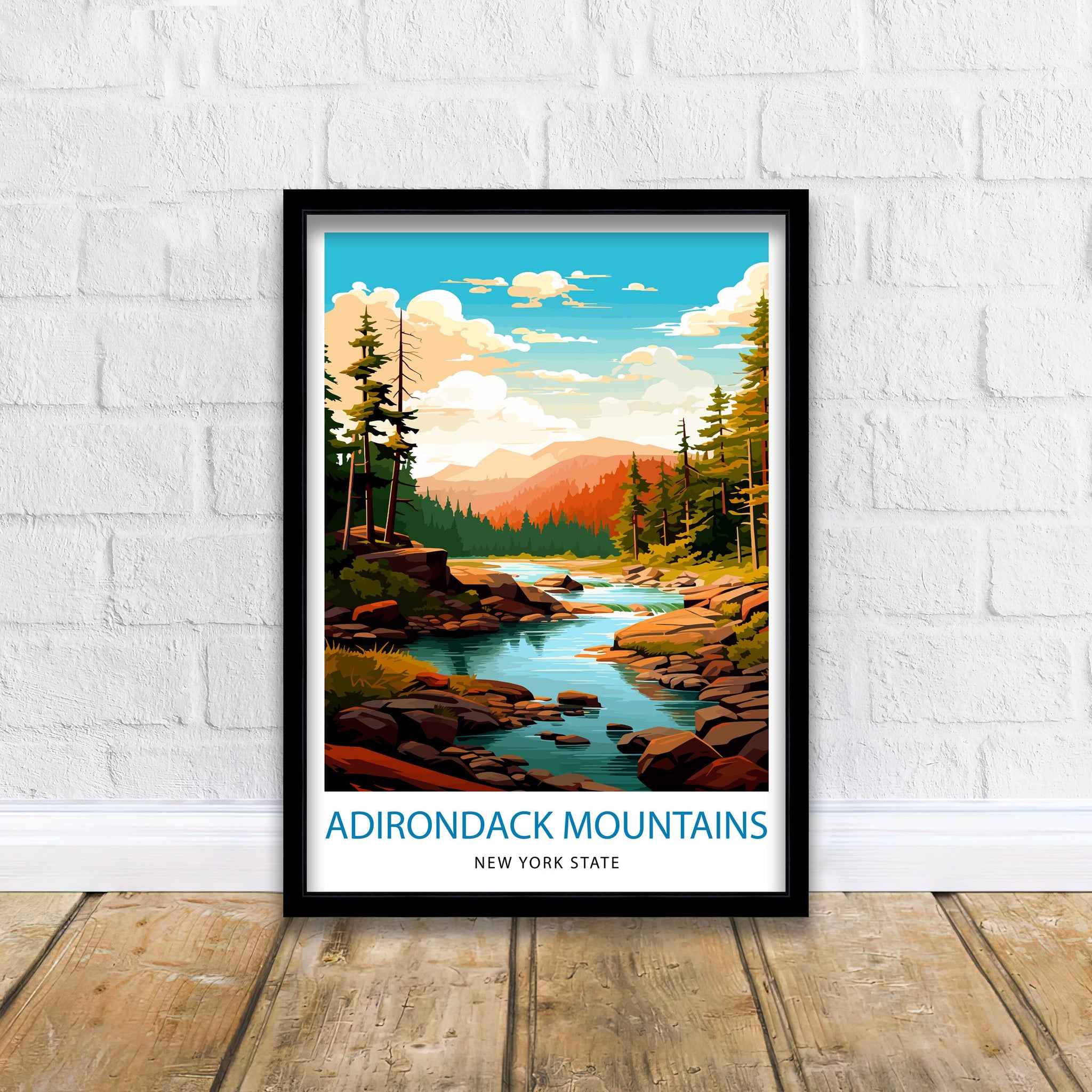 Adirondack Mountains Travel Print| Adirondack Wall Decor Adirondack Poster New York Travel Prints Adirondack Art Print Adirondack