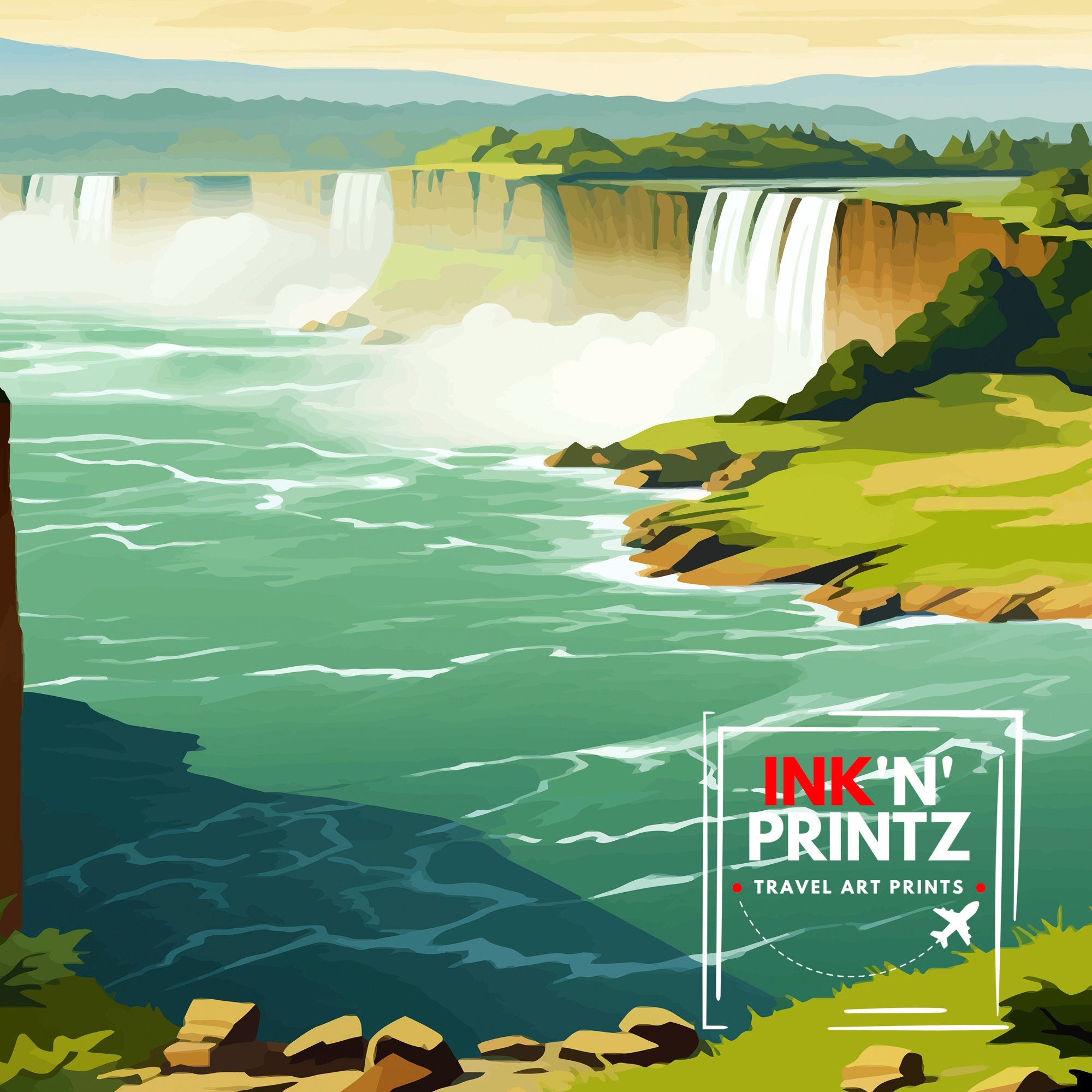 Niagara Falls Travel Print Waterfall Wall Decor Niagara Falls Poster Natural Wonder Travel Prints Niagara Falls Art Print Waterfall