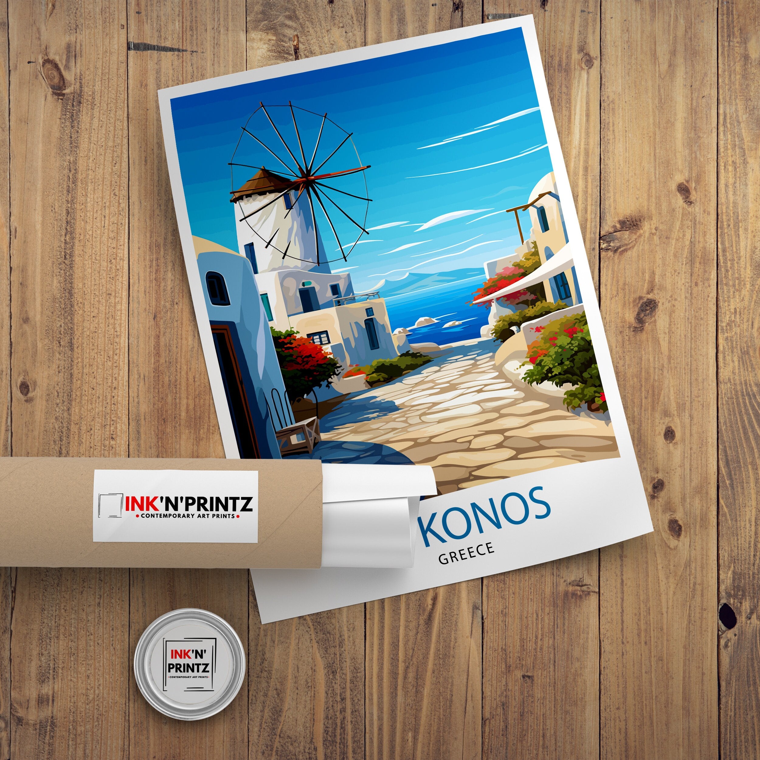 Mykonos Greece Travel Print Mykonos Wall Decor Mykonos Island Poster Greece Travel Prints Mykonos Art Print Mykonos Illustration