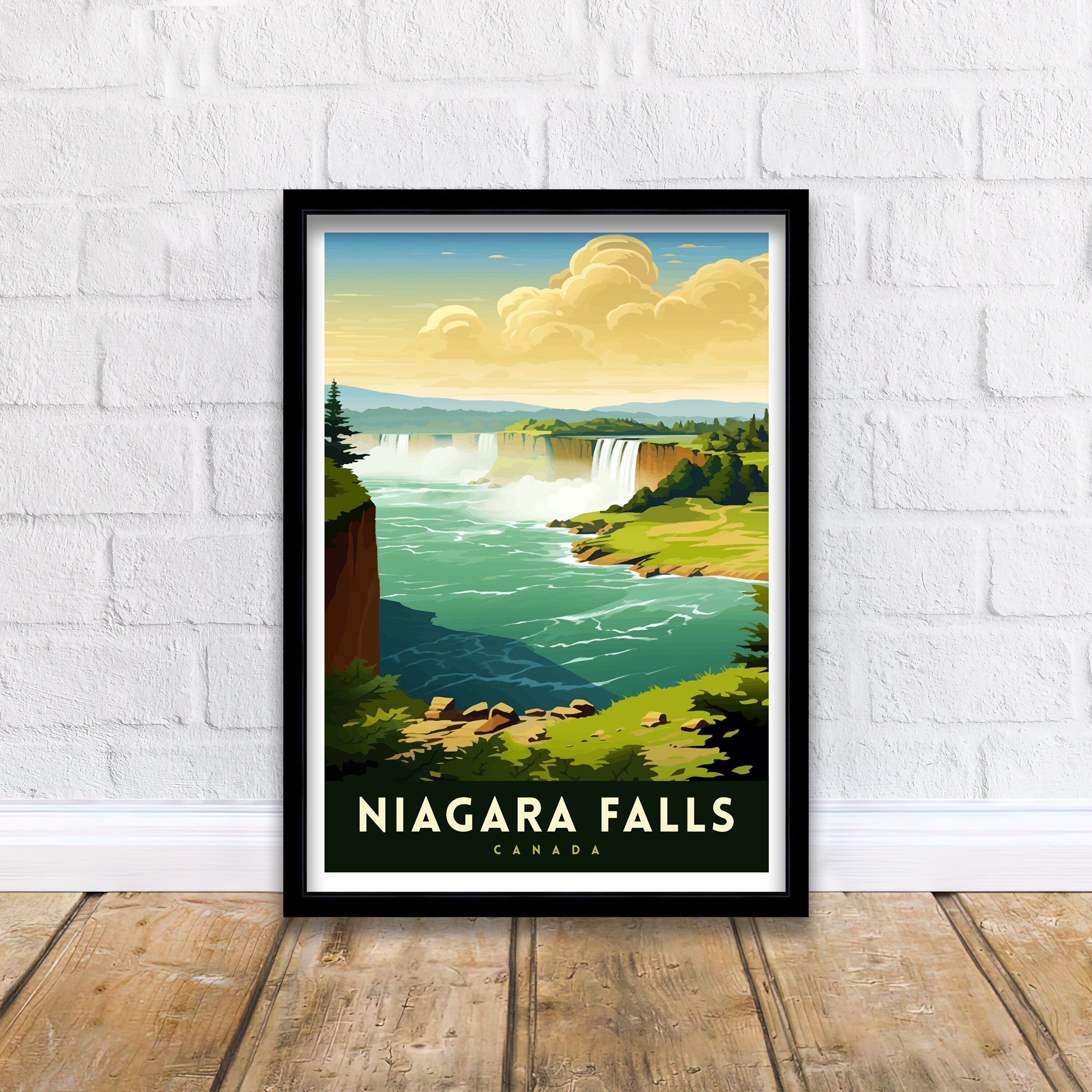 Niagara Falls Travel Print Waterfall Wall Decor Niagara Falls Poster Natural Wonder Travel Prints Niagara Falls Art Print Waterfall