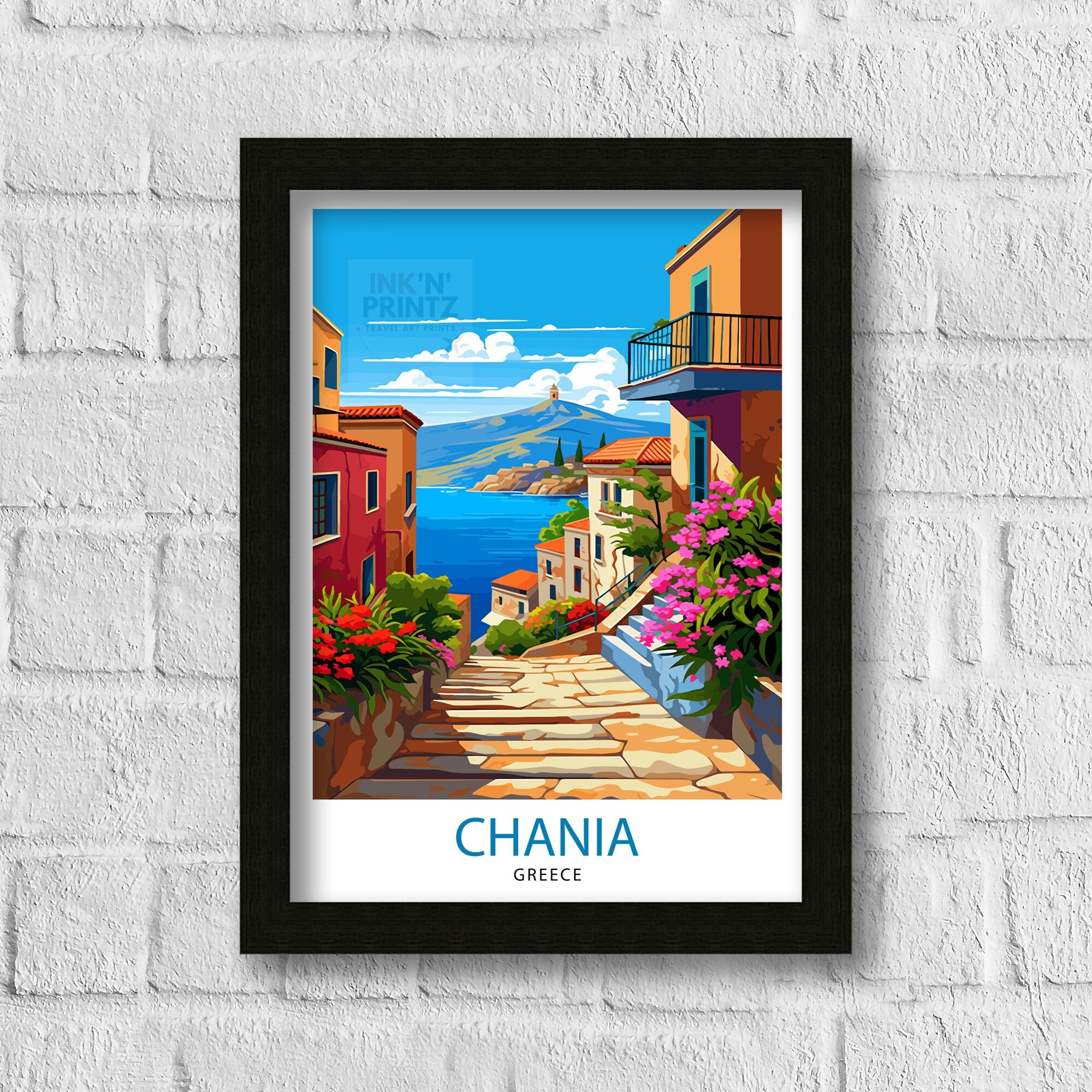 Chania Greece Travel Print Chania Wall Decor Chania Poster Greece Travel Prints Chania Art Print Chania Illustration Chania Wall Art