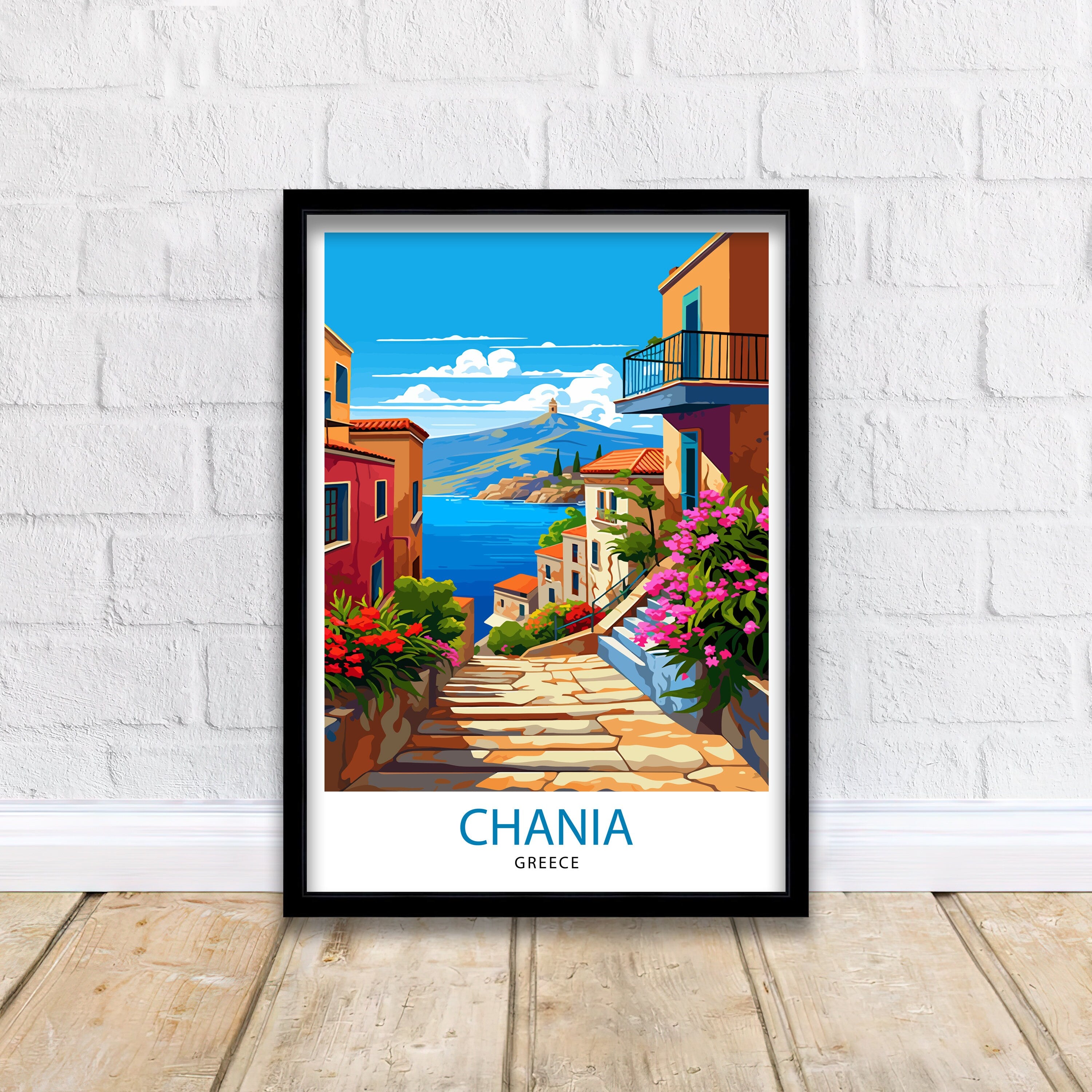 Chania Greece Travel Print Chania Wall Decor Chania Poster Greece Travel Prints Chania Art Print Chania Illustration Chania Wall Art