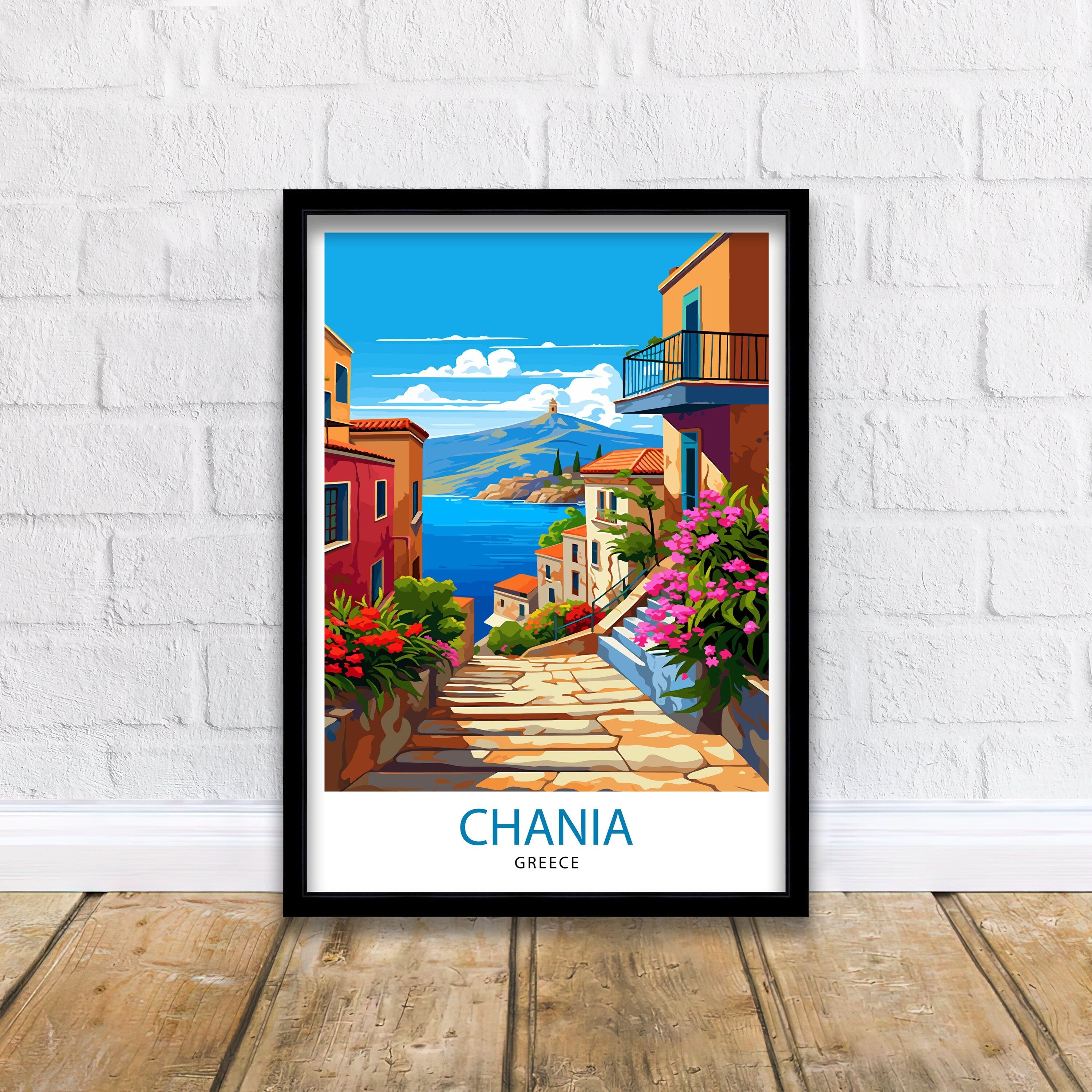 Chania Greece Travel Print Chania Wall Decor Chania Poster Greece Travel Prints Chania Art Print Chania Illustration Chania Wall Art