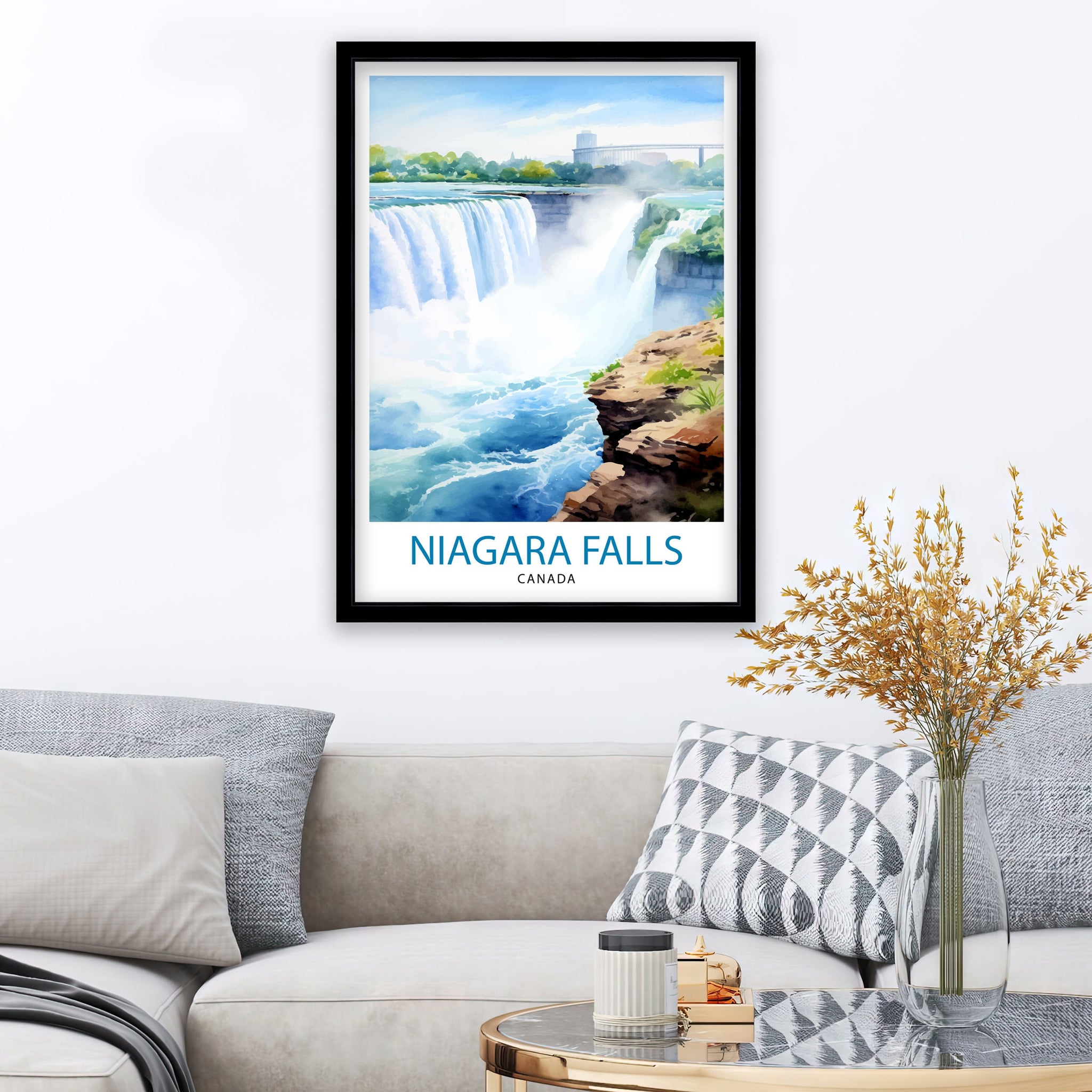 Niagara Falls Travel Print Waterfall Wall Decor Niagara Falls Poster Natural Wonder Travel Prints Niagara Falls Art Print Waterfall