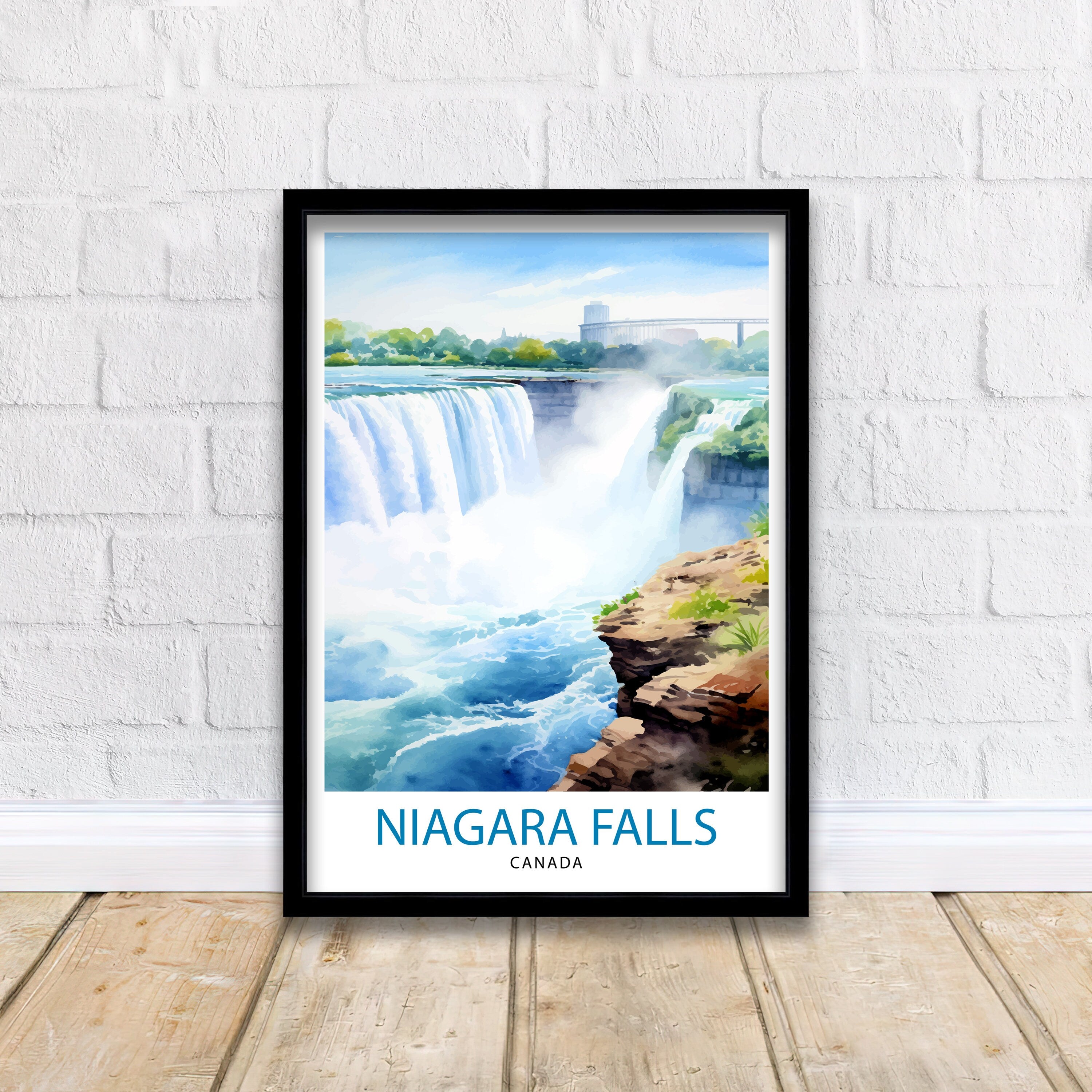 Niagara Falls Travel Print Waterfall Wall Decor Niagara Falls Poster Natural Wonder Travel Prints Niagara Falls Art Print Waterfall
