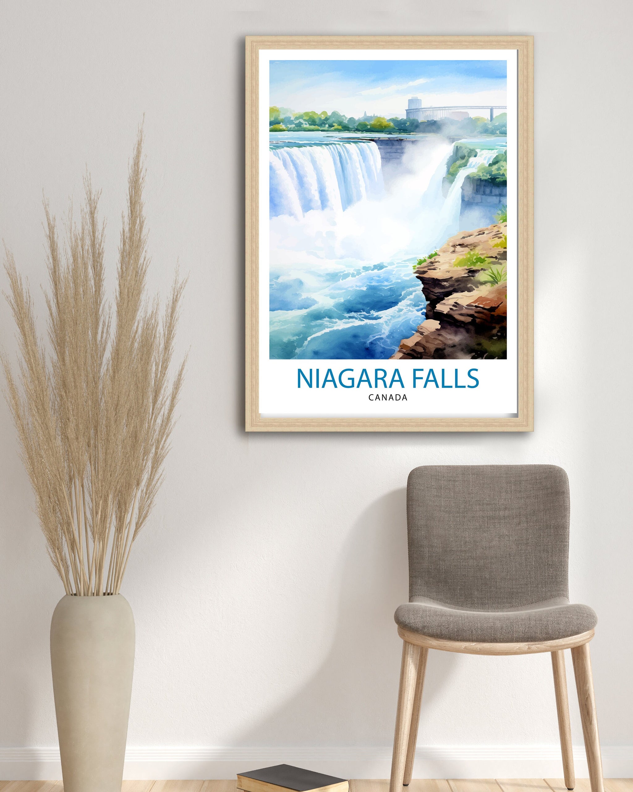 Niagara Falls Travel Print Waterfall Wall Decor Niagara Falls Poster Natural Wonder Travel Prints Niagara Falls Art Print Waterfall