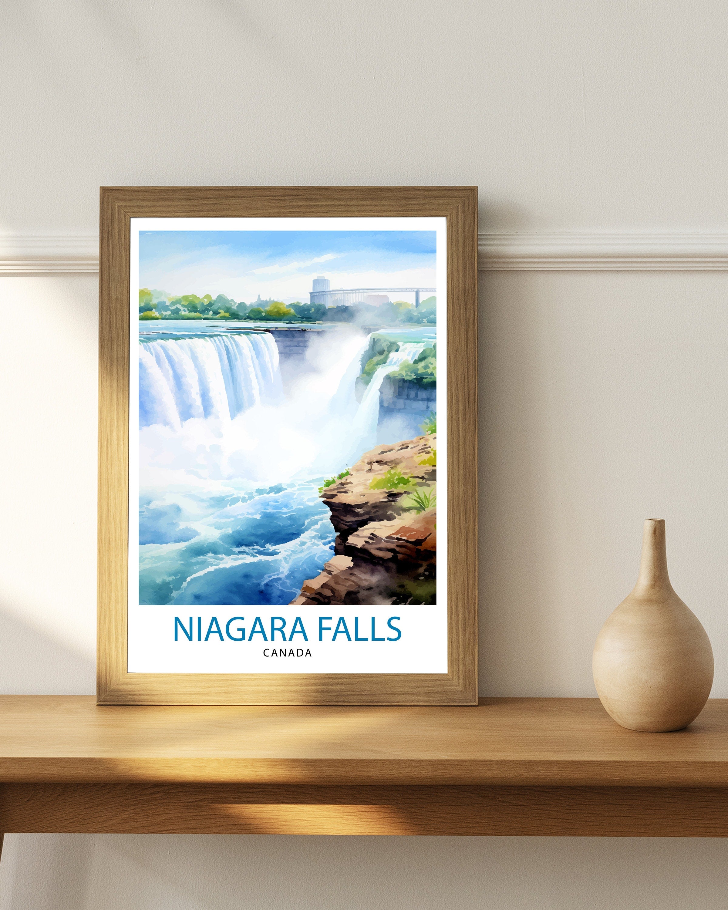 Niagara Falls Travel Print Waterfall Wall Decor Niagara Falls Poster Natural Wonder Travel Prints Niagara Falls Art Print Waterfall