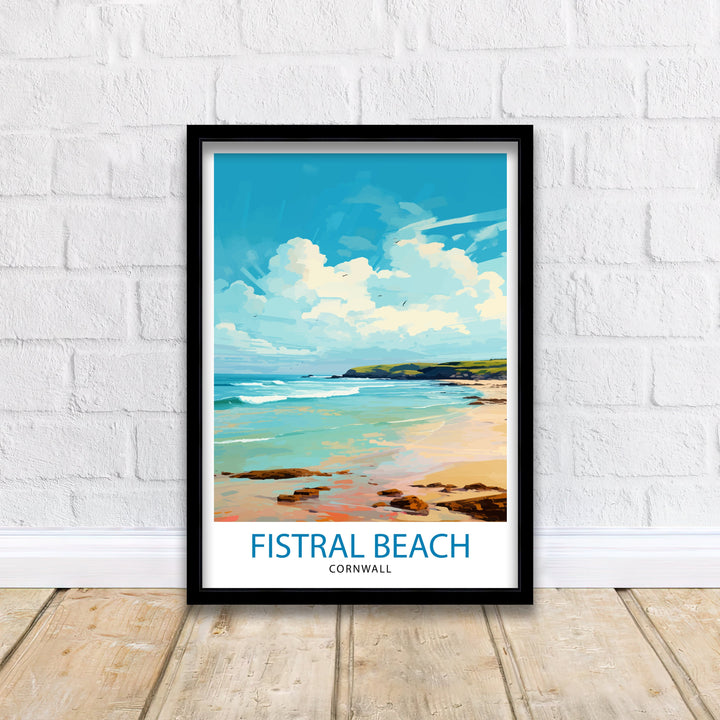 Fistral Beach Cornwall Travel Poster Cornwall