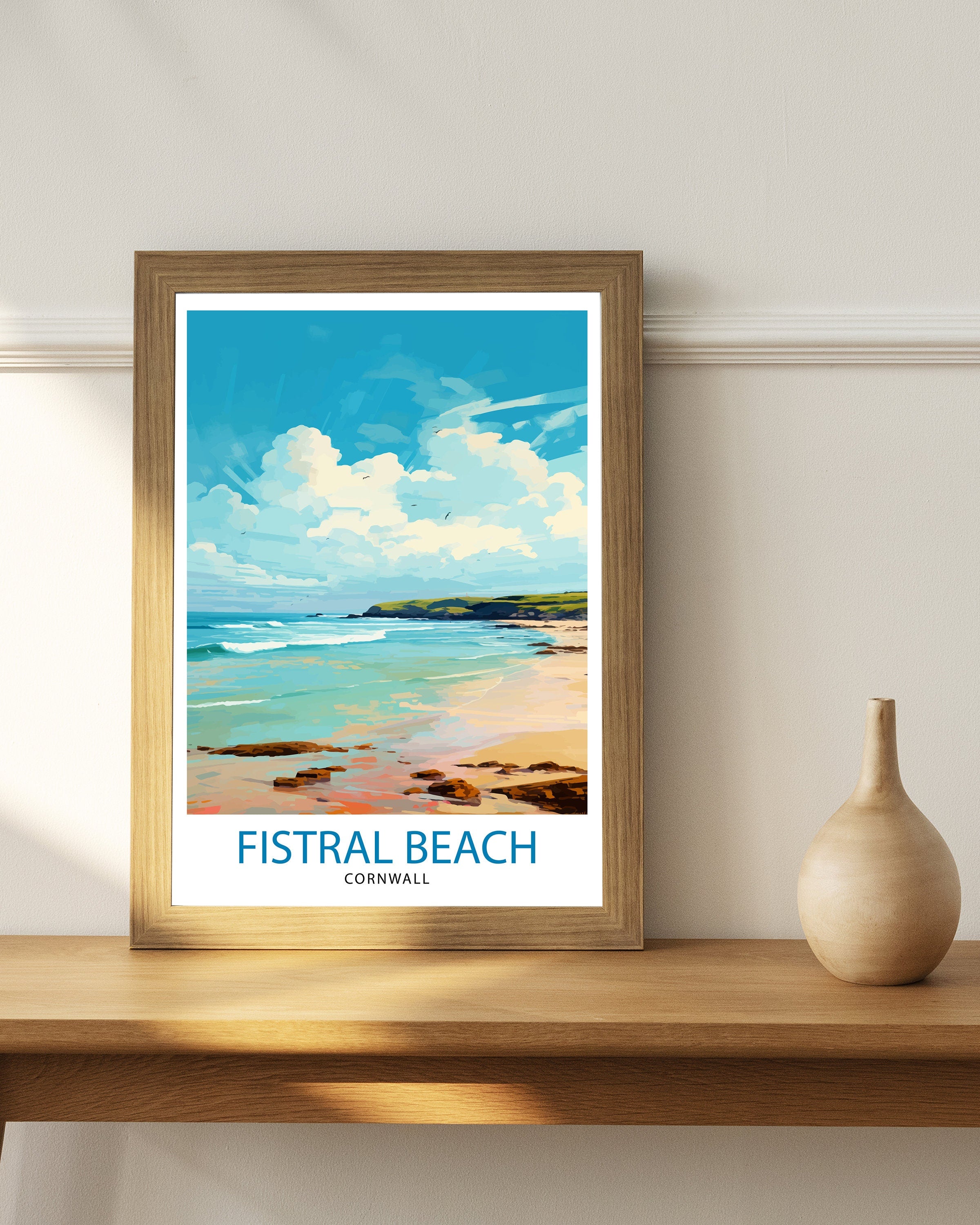 Fistral Beach Cornwall Travel Print Cornwall Wall Decor Fistral Beach Poster Beach Travel Prints Cornwall Art Print Fistral Beach