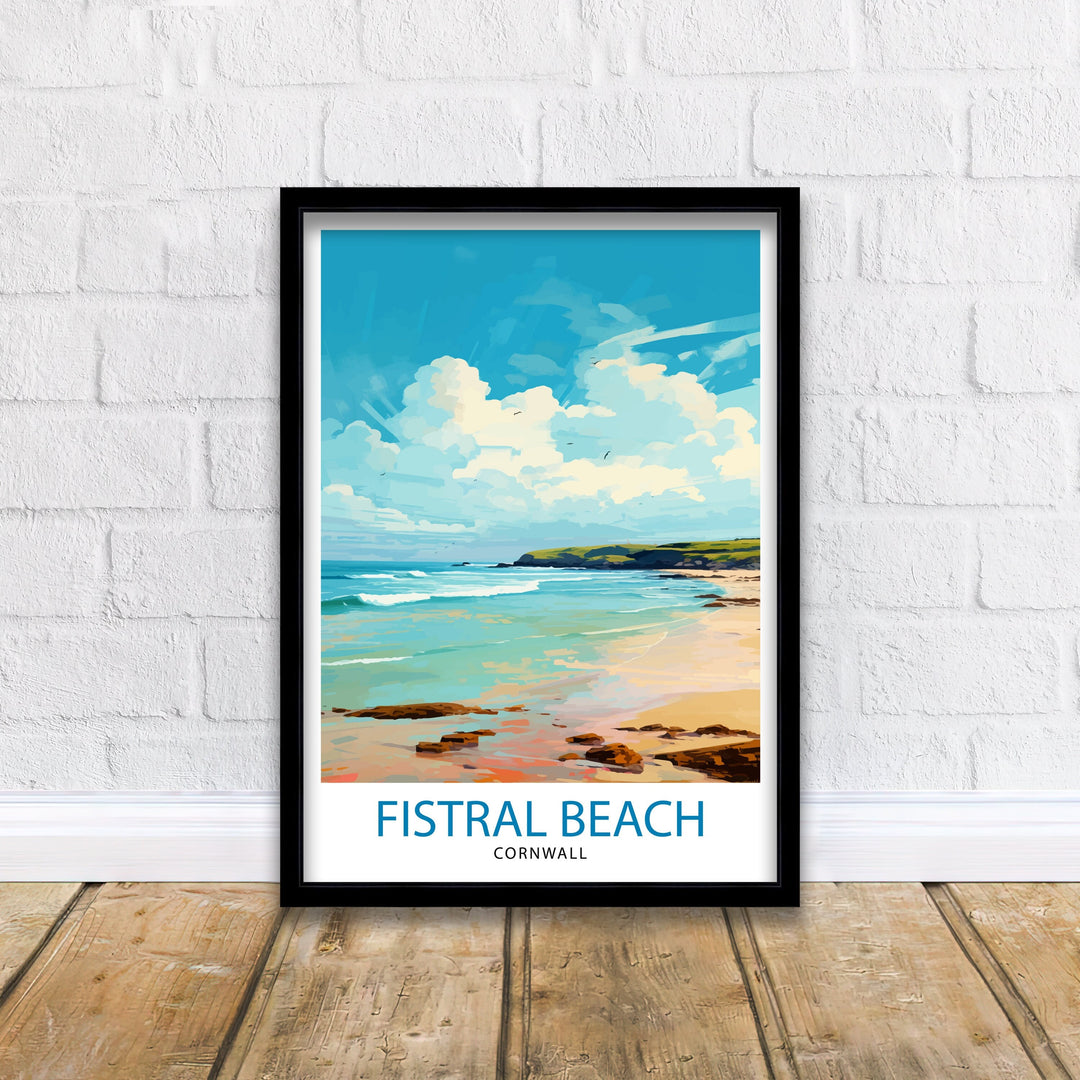 Fistral Beach Cornwall Travel Poster Cornwall